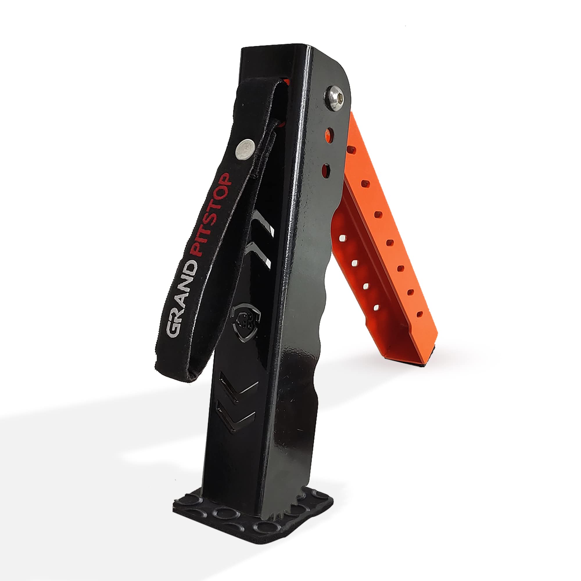 GRAND PITSTOP Motorcycle Maintenance Stand - Portable Moto Jack, Adjustable Height, Mild Steel, Model MJ01BO