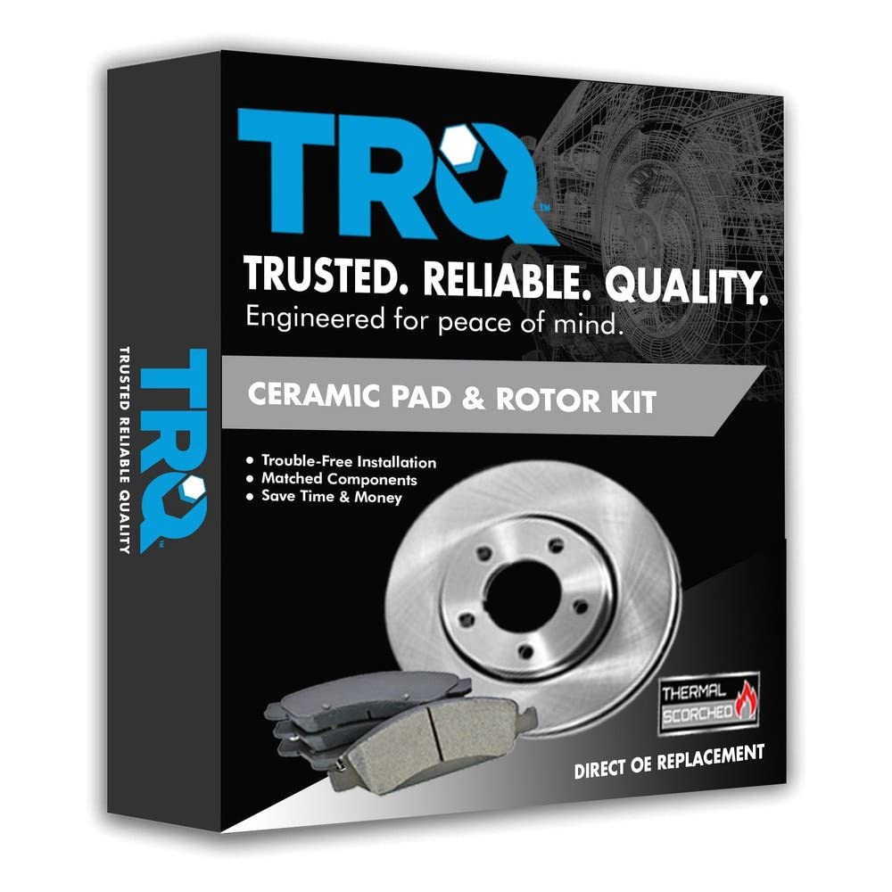 TRQ Rear Brake Pad & Rotor Kit Brake Pads Brake Rotor Ceramic Compatible with 2012-2019 Nissan NV1500 NV2500 NV3500