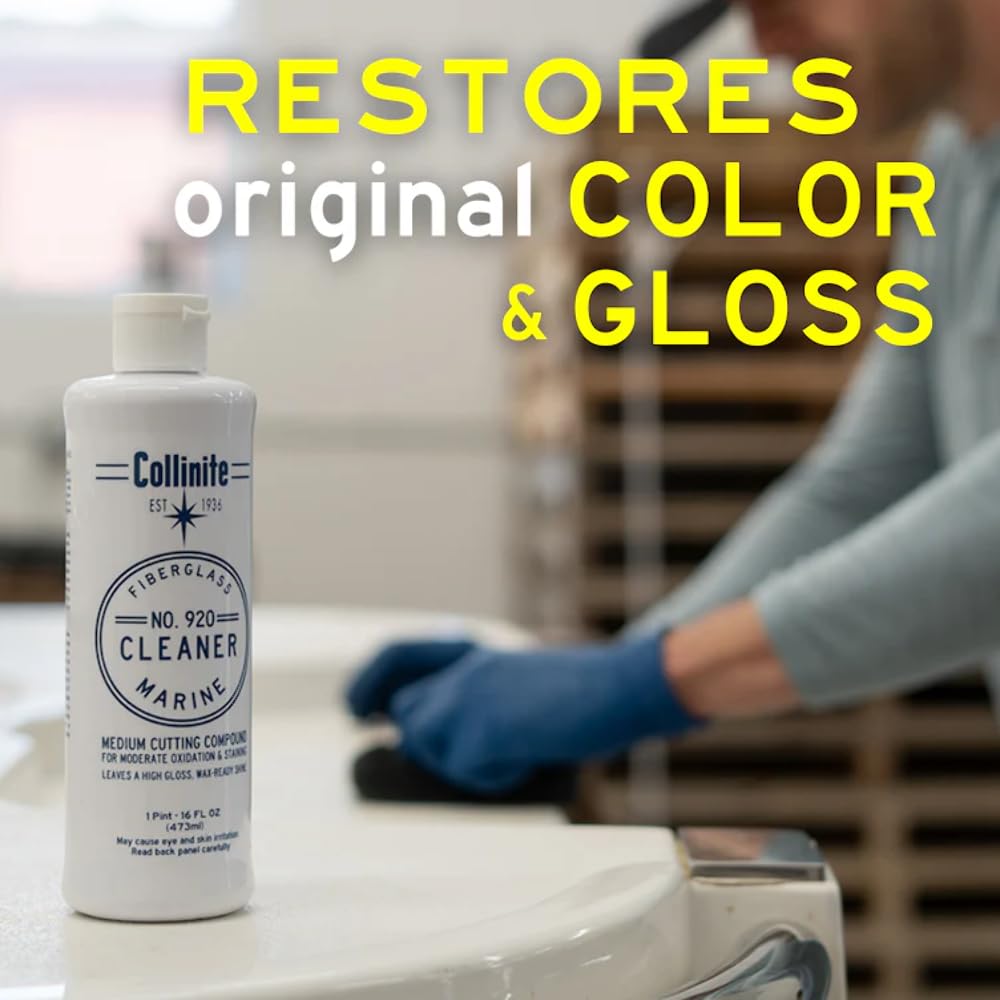 COLLINITE 920 Fiberglass Cleaner & 885 Paste Wax Combo - Water Spot & Oxidation Remover for Fast Surface Prep and Wax Protection