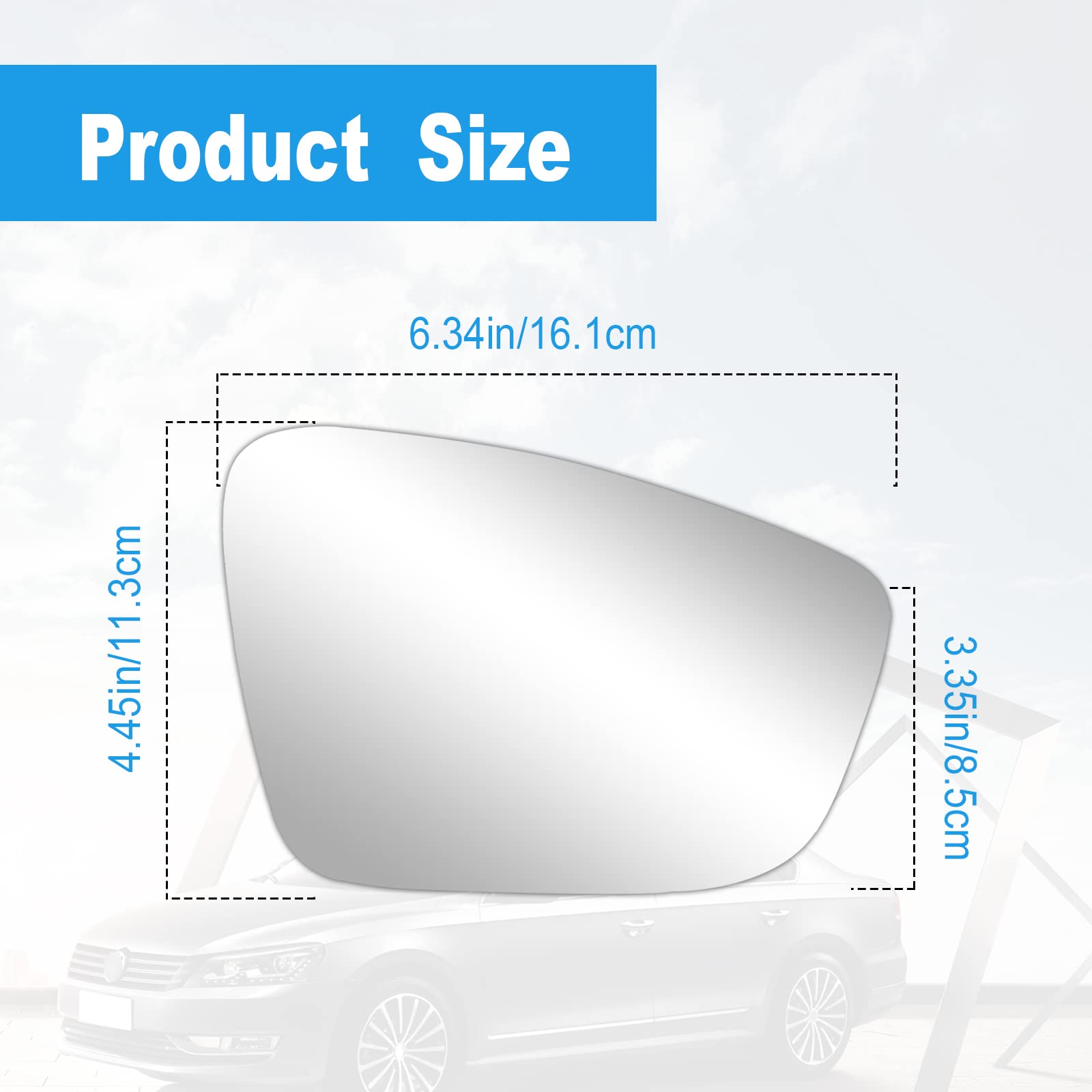 Vrasly Right Side Heated Mirror Glass Replacement for 2011-2018 VW Passat Jetta Beetle - ABS Material, Model VW-Mirror-Vrasly