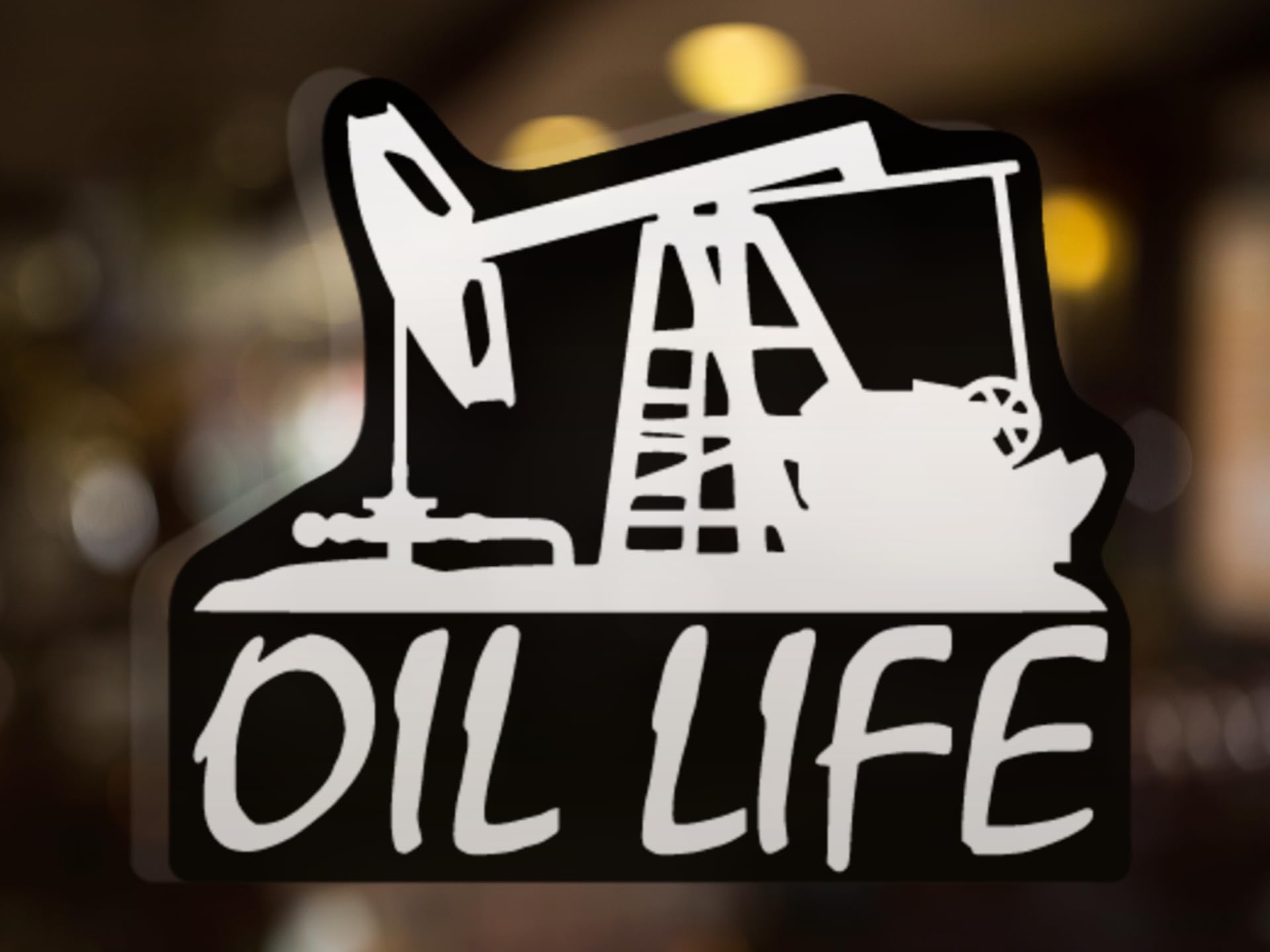 KCD Oil Life Rig Vinyl Decal Sticker - 5.5 Inch, White with Black Background for Cars, Trucks, Vans, Windows, and Laptops