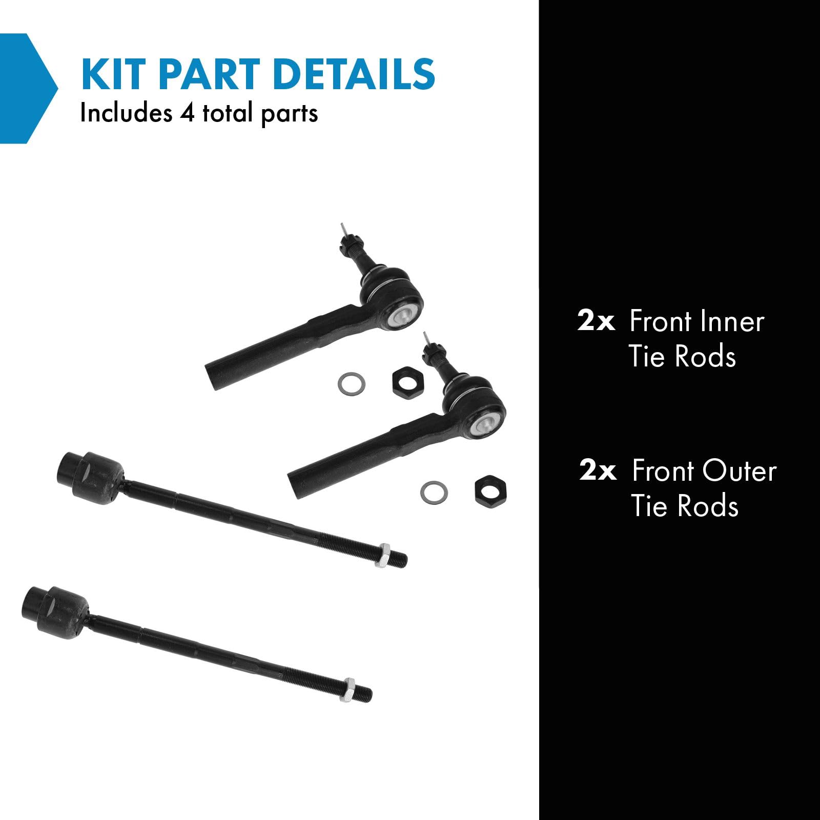 Trq Front Tie Rod Set Compatible With 2004-2005 Chevrolet Classic 1997-2003 Malibu 1999-2004 Oldsmobile Alero 1997-1999 Cutlass