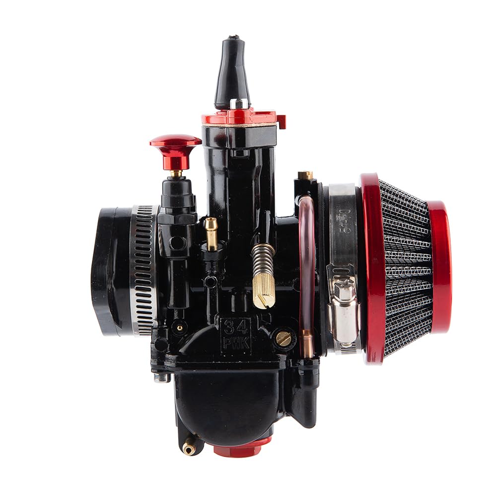 QXBER PWK 34mm Racing Carburetor Kit for 125cc-250cc 2T/4T Dirt Bikes, ATVs, Scooters - Black