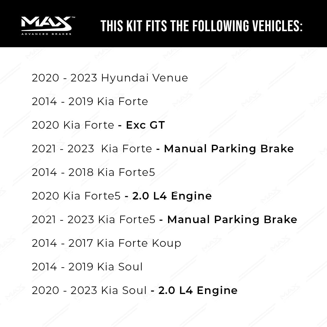 Max Advanced Brakes Rear Brake Kit For 2011-2020 Hyundai Elantra Gt Veloster 2014-2021 Kia Forte Soul Replacement Cross Drilled Disc Brake Rotors And Ceramic Brake Pads