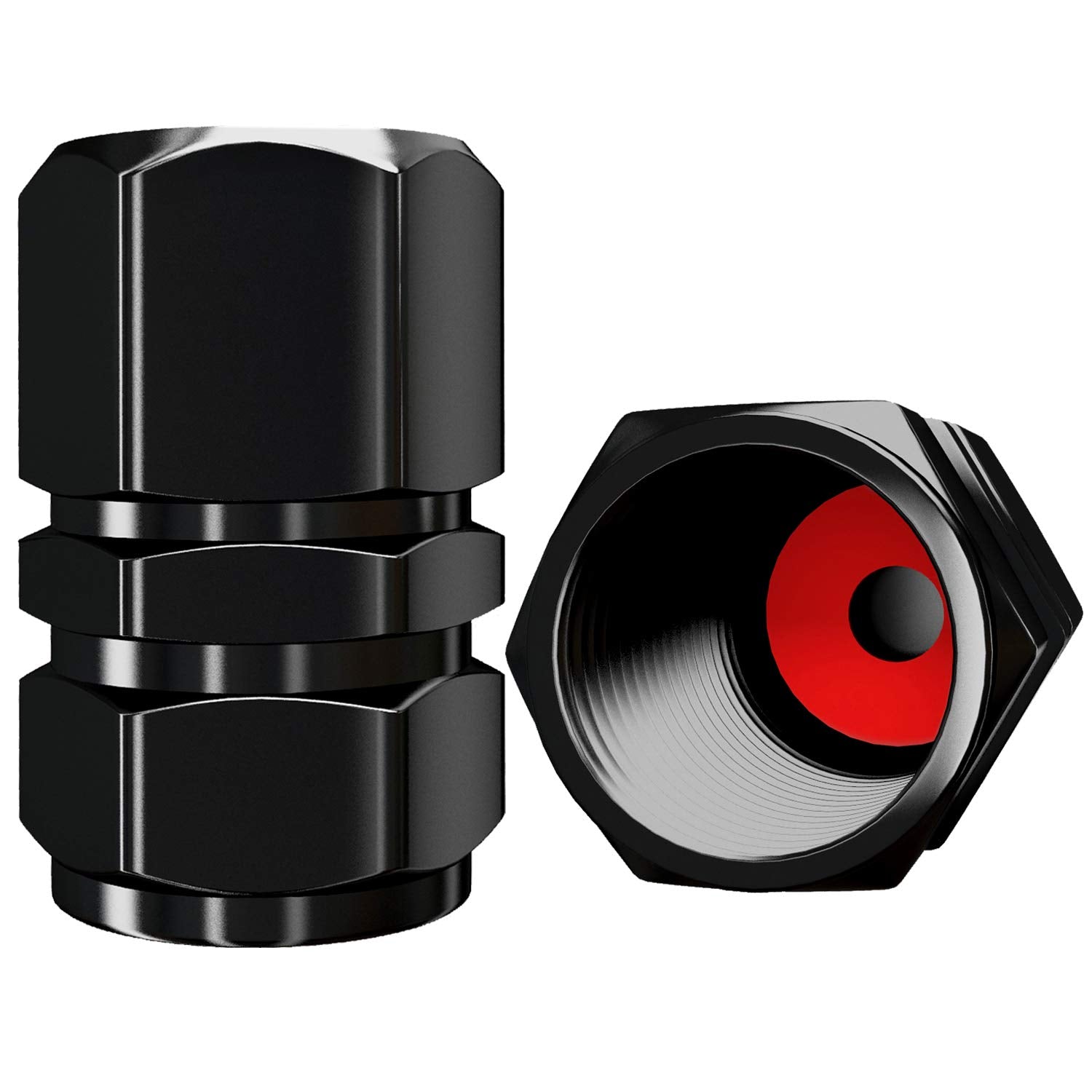 SAMIKIVA Heavy-Duty Tire Valve Caps (12 Pack) - Black Aluminum Alloy, Dust Proof, Leak-Proof, All-Weather Protection, Hexagon Design