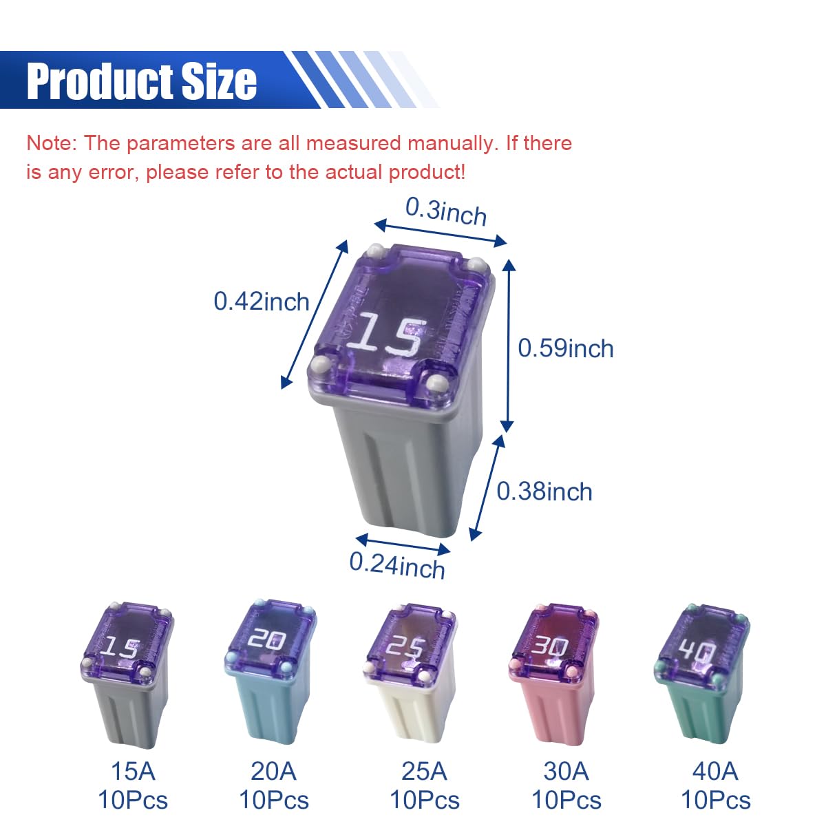 10PCS 15 Amp Car Micro Cartridge Fuses - Slow Blow FMM Mcase Type, Automotive Low Profile Mini Box Shaped Fuse for Cars, Trucks
