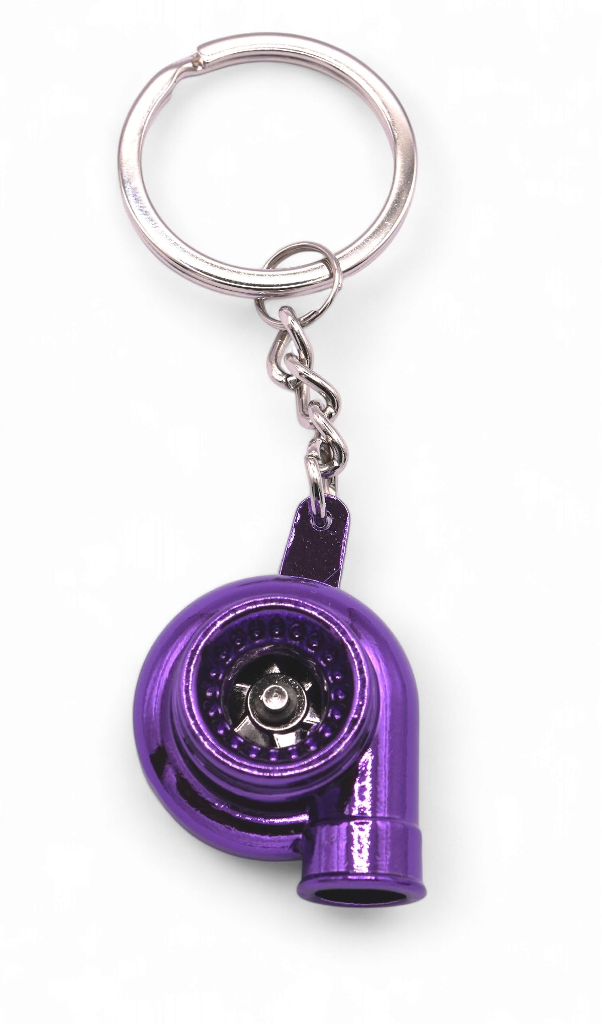 Gt//Rotors Turbo Keychain Metal Spinning Turbocharger Automotive Mini Car Part Keychain Key Ring (Purple Chrome)