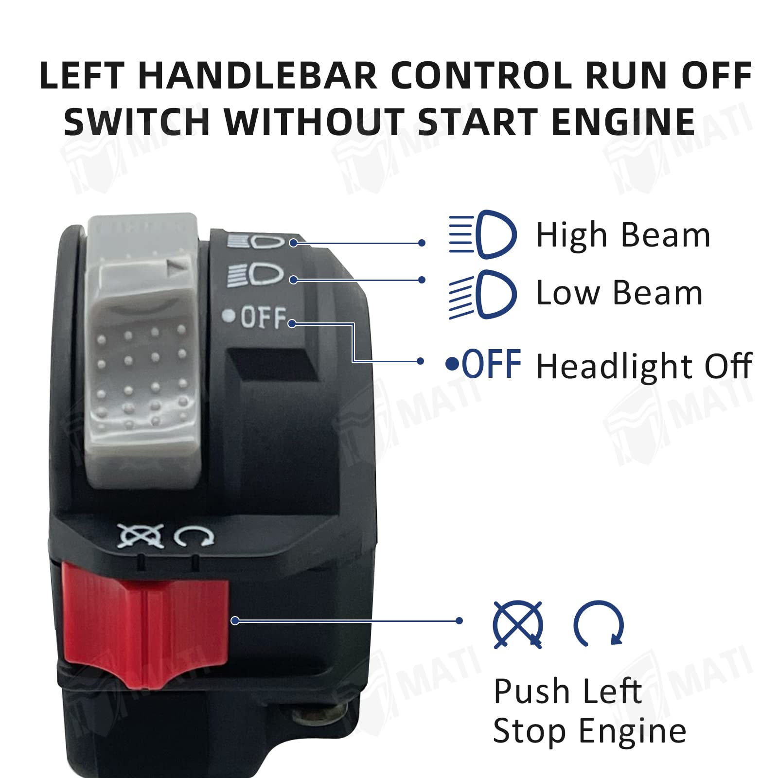 M Mati Left Handlebar Control Engine Run Off Headlight Switch For Yamaha Atv Banshee 350 Yfz350 2002-2006 5Fk-83975-11-00