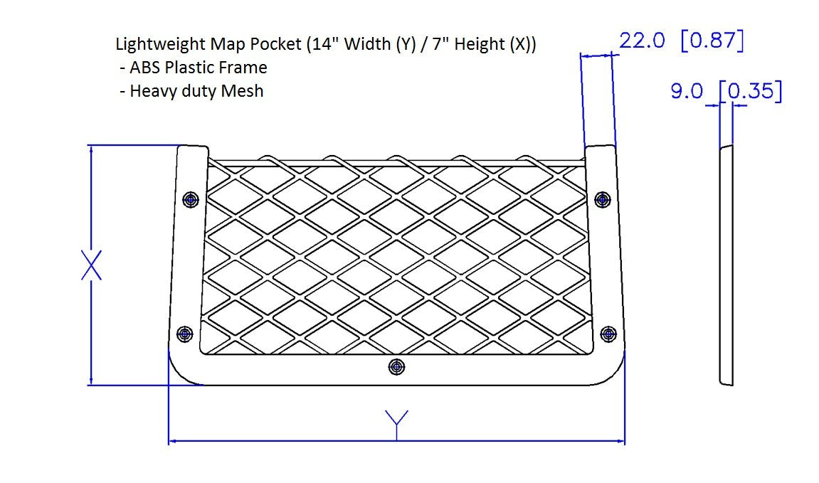 Map Pocket - Lightweight Frame, Mesh Retainer - High-End Auto, Rv, Bus, Marine, Utility Vehicle Map And Chart Pocket