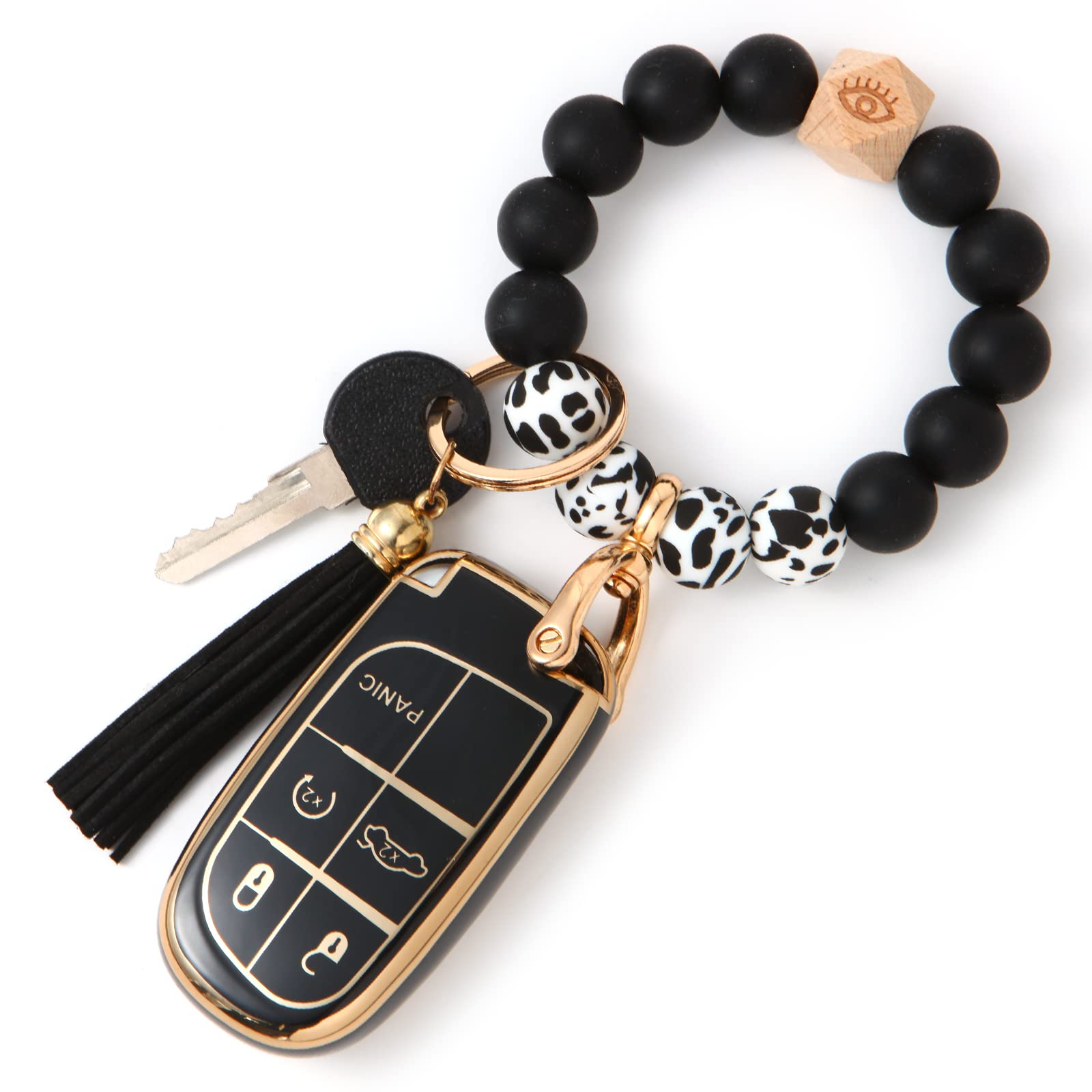 Qfungye For Jeep Accessories Wristlet Key Fob Cover, Anti-Fingerprint Special Tpu Key Case,Compatible With Grand Cherokee Renega