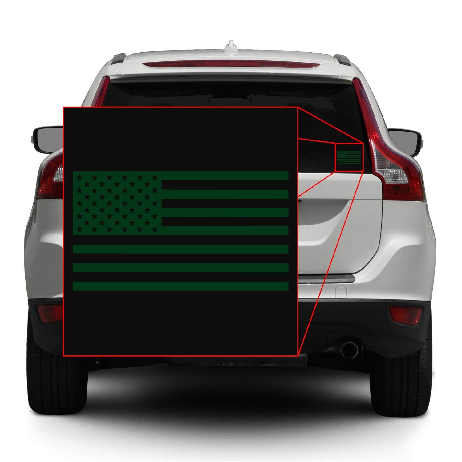American Us Flag [Pick Color/Size] Vinyl Decal Sticker For Laptop/Car/Truck/Window/Bumper (5In X 2.8In [3-Pack], Matte Dark Gree