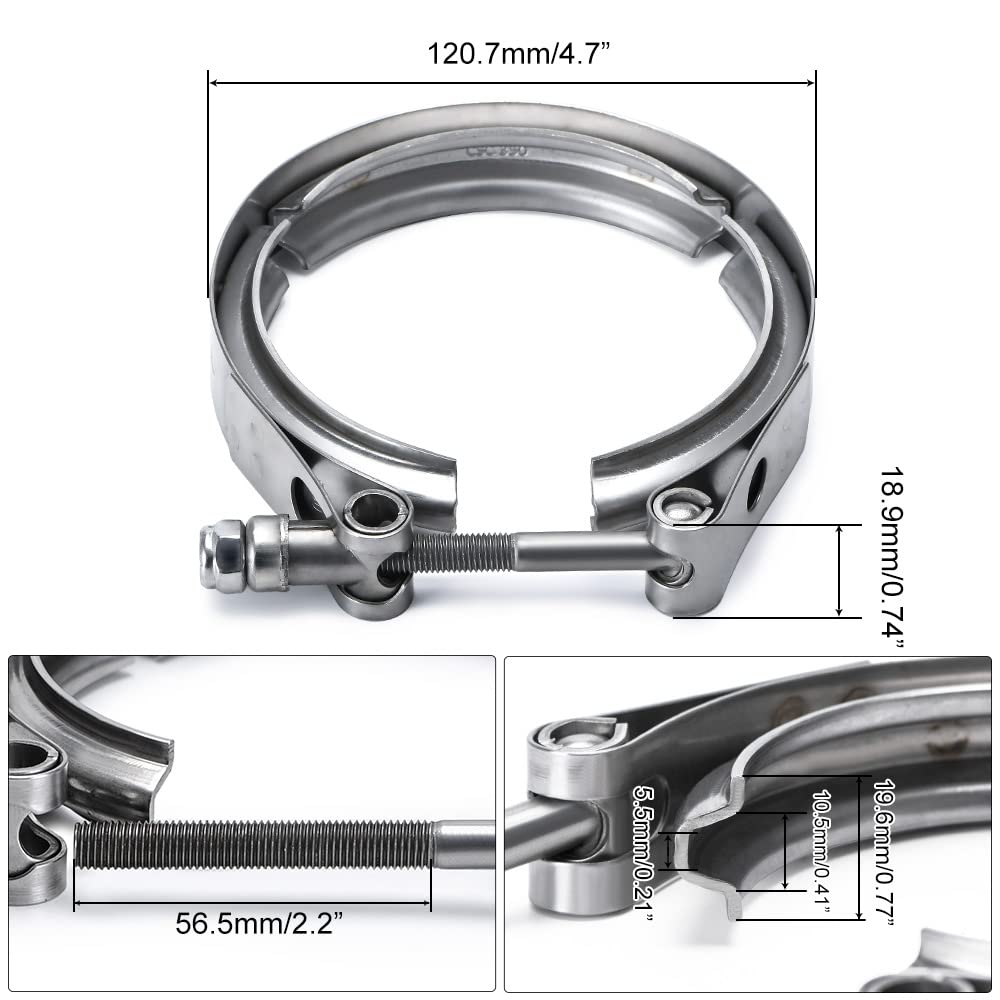 Ptnhz Universal Stainless Steel 3.5'' V Band Clamp For Turbo, Downpipes, Exhaust Systems(2.0''/2.5''/2.75''/3.0''/3.25''/3.5''/4
