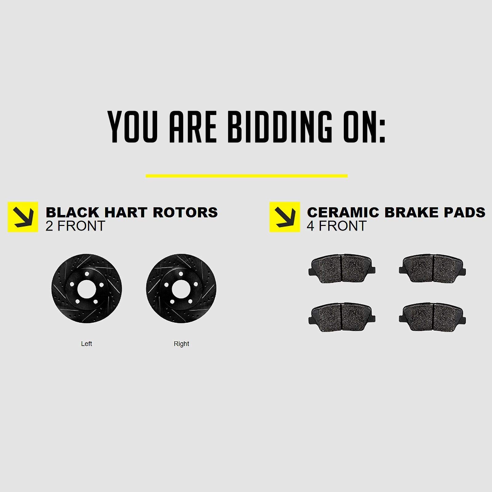 Hart Brakes Front Brakes And Rotors Kit |Front Brake Pads| Brake Rotors And Pads| Ceramic Brake Pads And Rotors |Fits 2007-2020