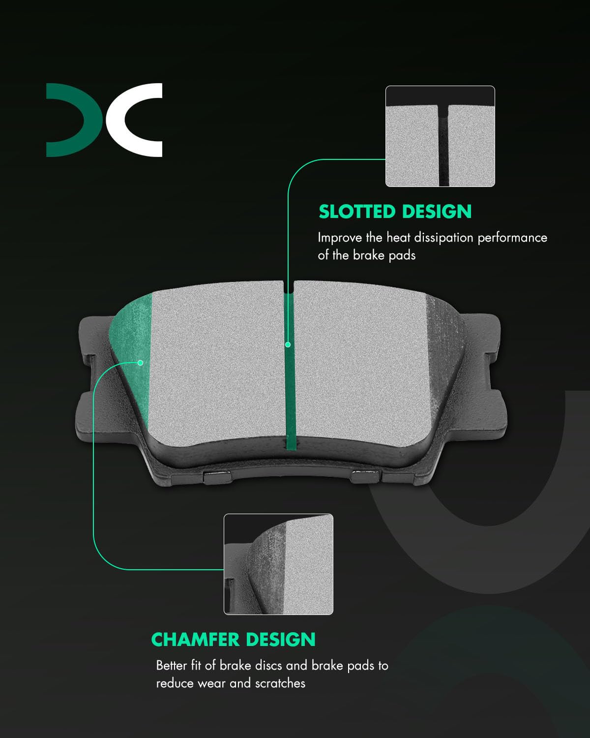 SCITOO Ceramic Disc Brake Pads Set for LEXUS ES300h/ES350, TOYOTA Avalon/Camry, Model 807435-5206