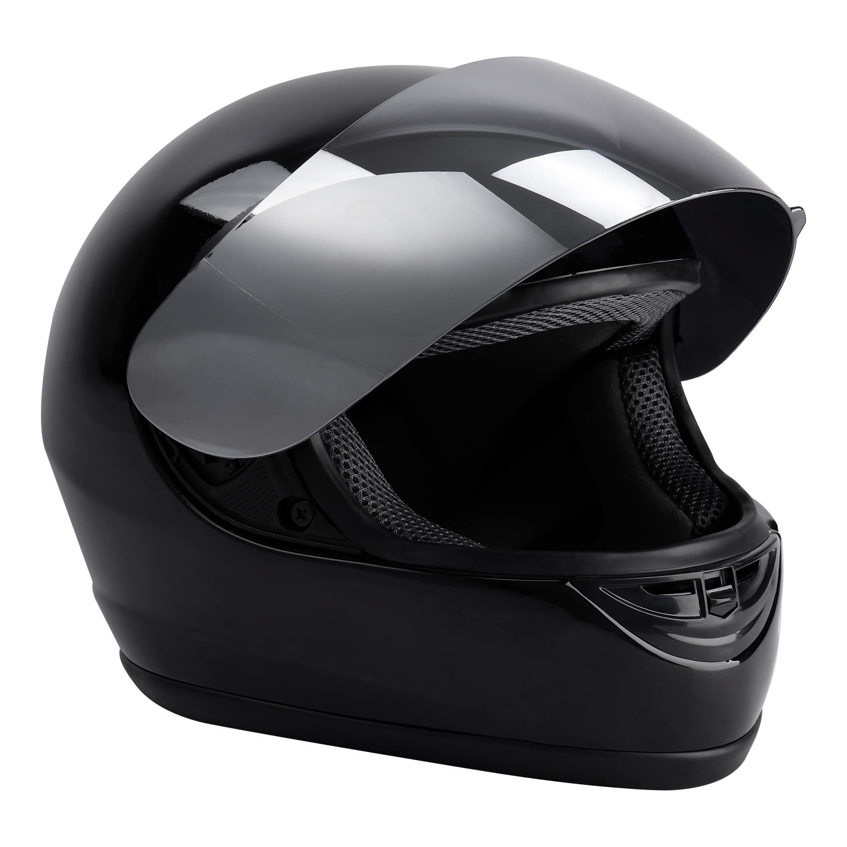 Xfmt Dot Adult Motorcycle Flip Up Full Face Helmet Street Dirt Bike Atv Helmets (Black Mirror Shield, Large)