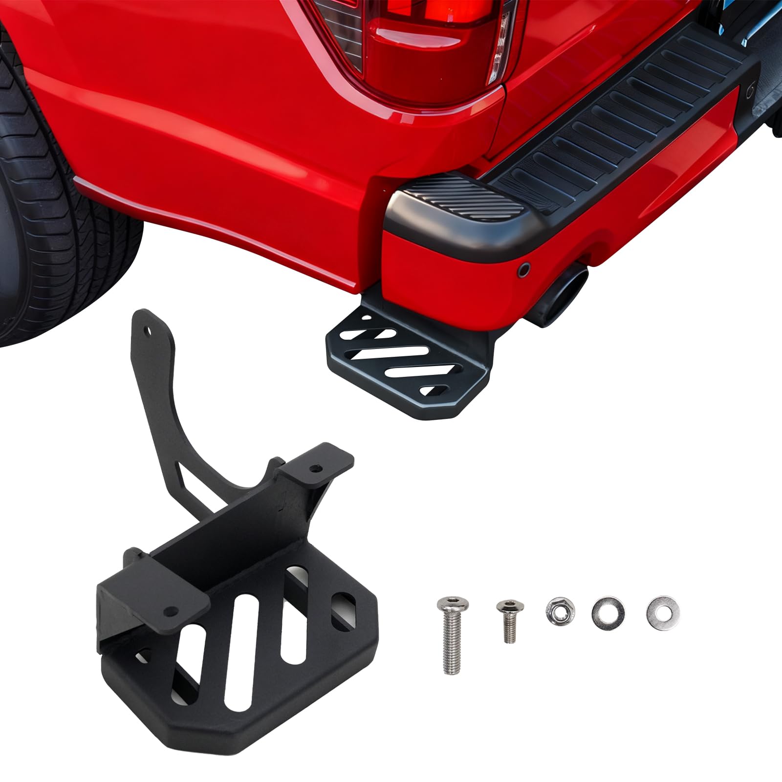 Maxzina Rear Bed Step Compatible with 2024 2025 Ford F150 Tailgate Rear Bumper Side Step Carbon Steel Tailgate Truck Bed Pedal f