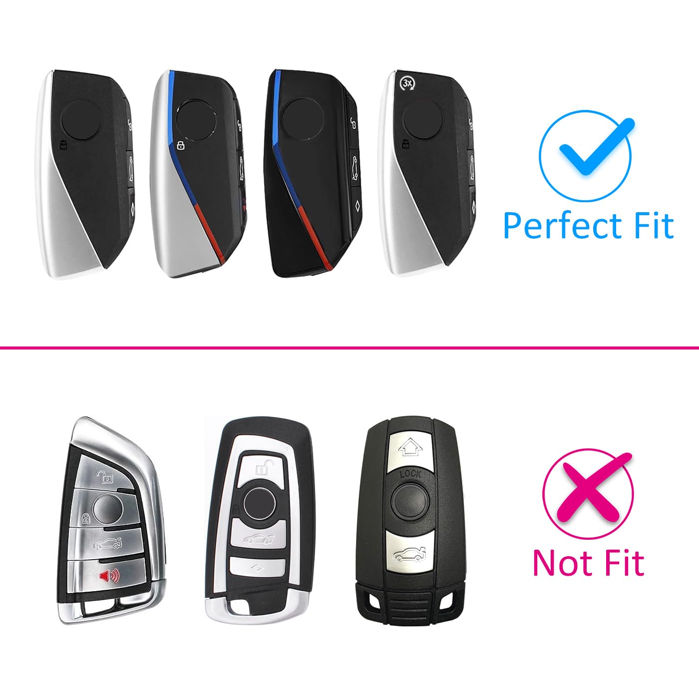 MIHUMIMO Car Key Fob Cover Case Keychain Compatible with BMW X1 X2 X3 X5 X6 X7 530i 540i 740i iX XM i5 i7 2023 2024 2025 Transpa