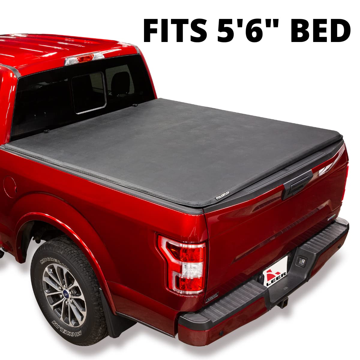 Leer Folditup | Fits 2015-2023 Ford F-150 With 56    Bed | Soft Tri-Fold Truck Bed Tonneau Cover | Easy Install | 4F112