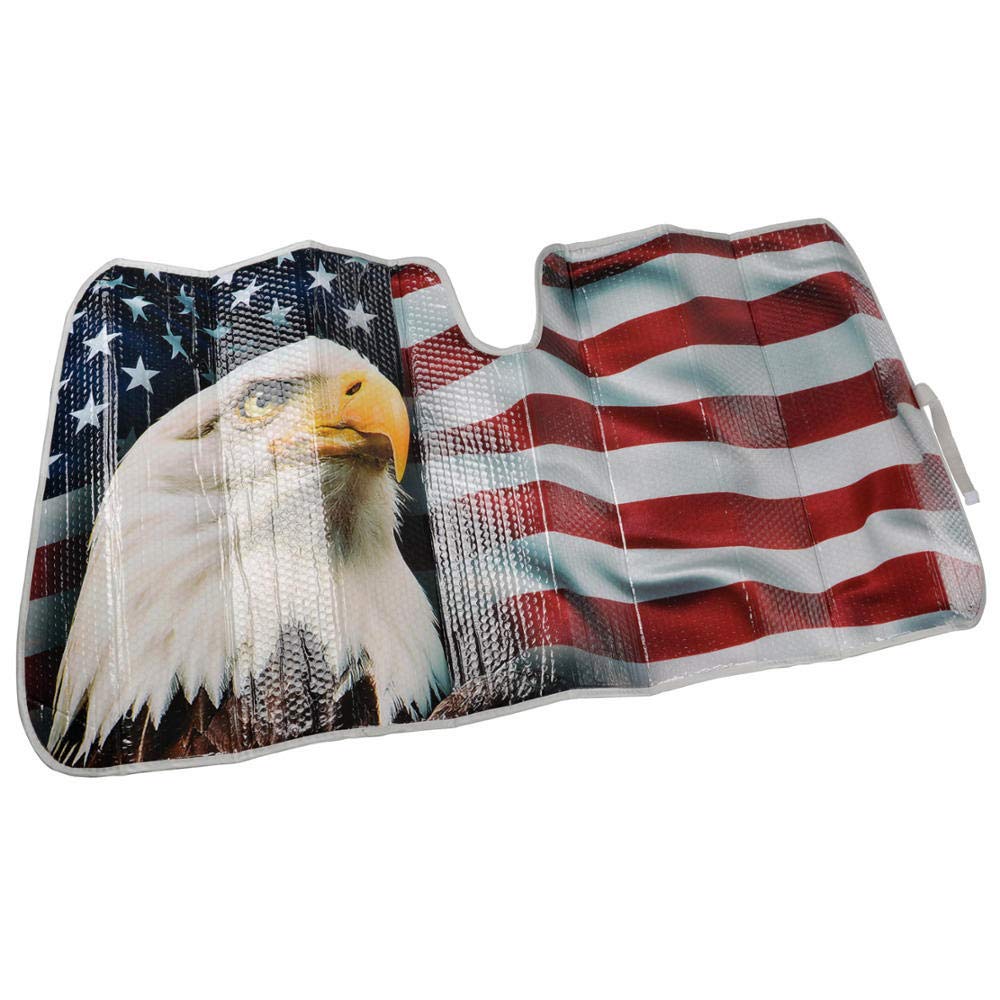 Bdk Usa Patriotic American Flag Sun Visor For Car Windshield Cover - Bald Eagle Truck Window Shade 4Th Of July Car Flag Sun Viso