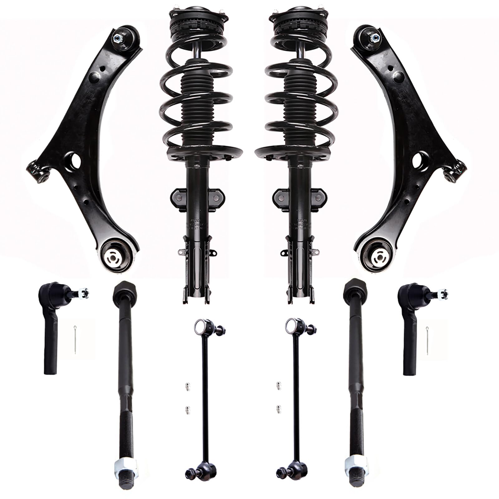 Ocpty Suspension Kits Front Complete Struts Assembly Control Arm And Ball Joint Assembly Stabilizer Bar Link Tie Rod End Fits For Chrysler Town & Country 2008-2016 -10Pcs
