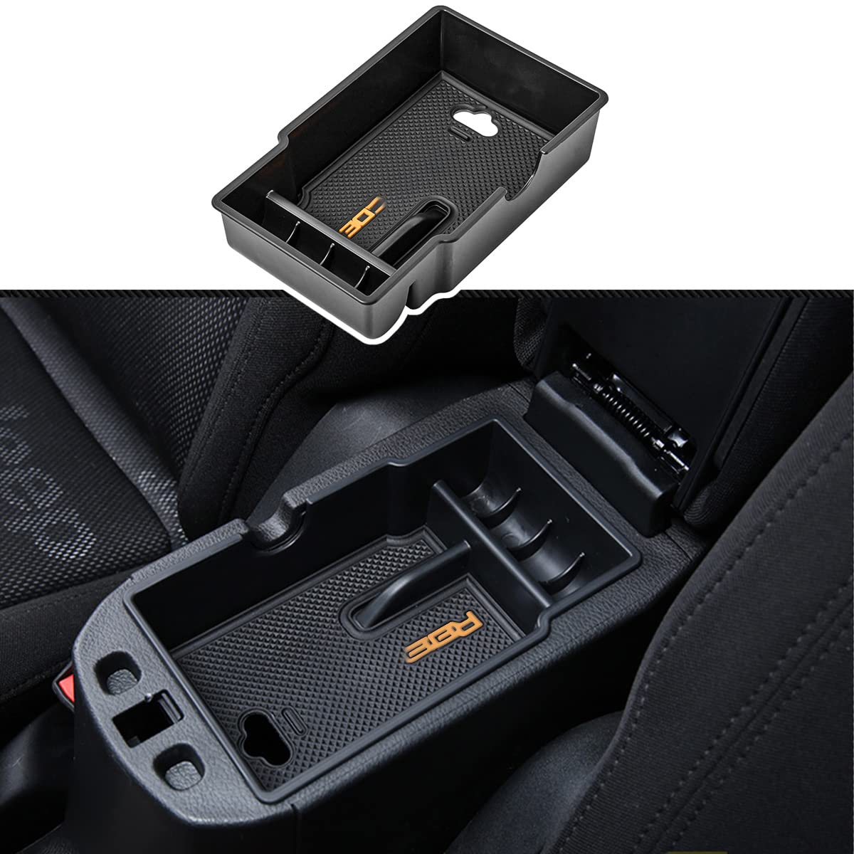 EDBETOS Center Console Organizer Tray for Jeep Renegade 2015-2022, Premium ABS Plastic, Orange Trim, Model 768008-Org