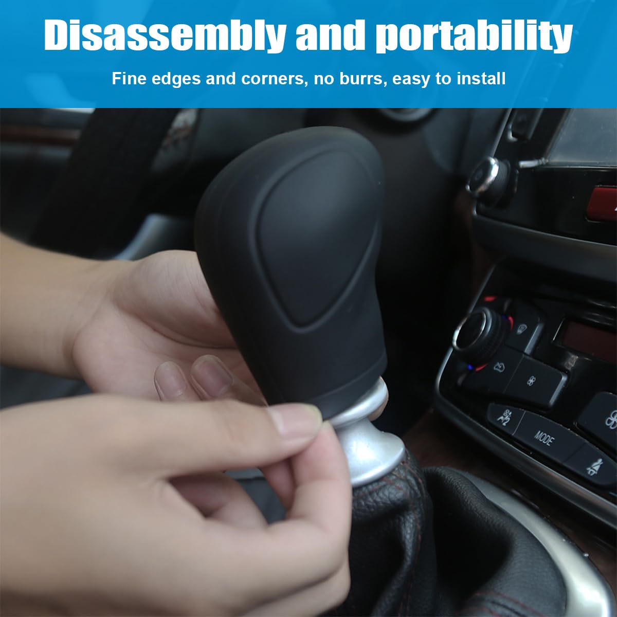 Aicel 2 Pcs Car Gear Shift Knob Cover, Elastic Silicone Car Automatic Shift Protector Cover, Universal Anti-Slip Auto Knob Gear