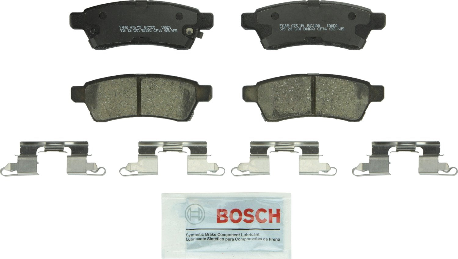 BOSCH BC1100 QuietCast Premium Ceramic Disc Brake Pad Set - Compatible with Select Nissan Frontier, Xterra; Suzuki Equator; REAR