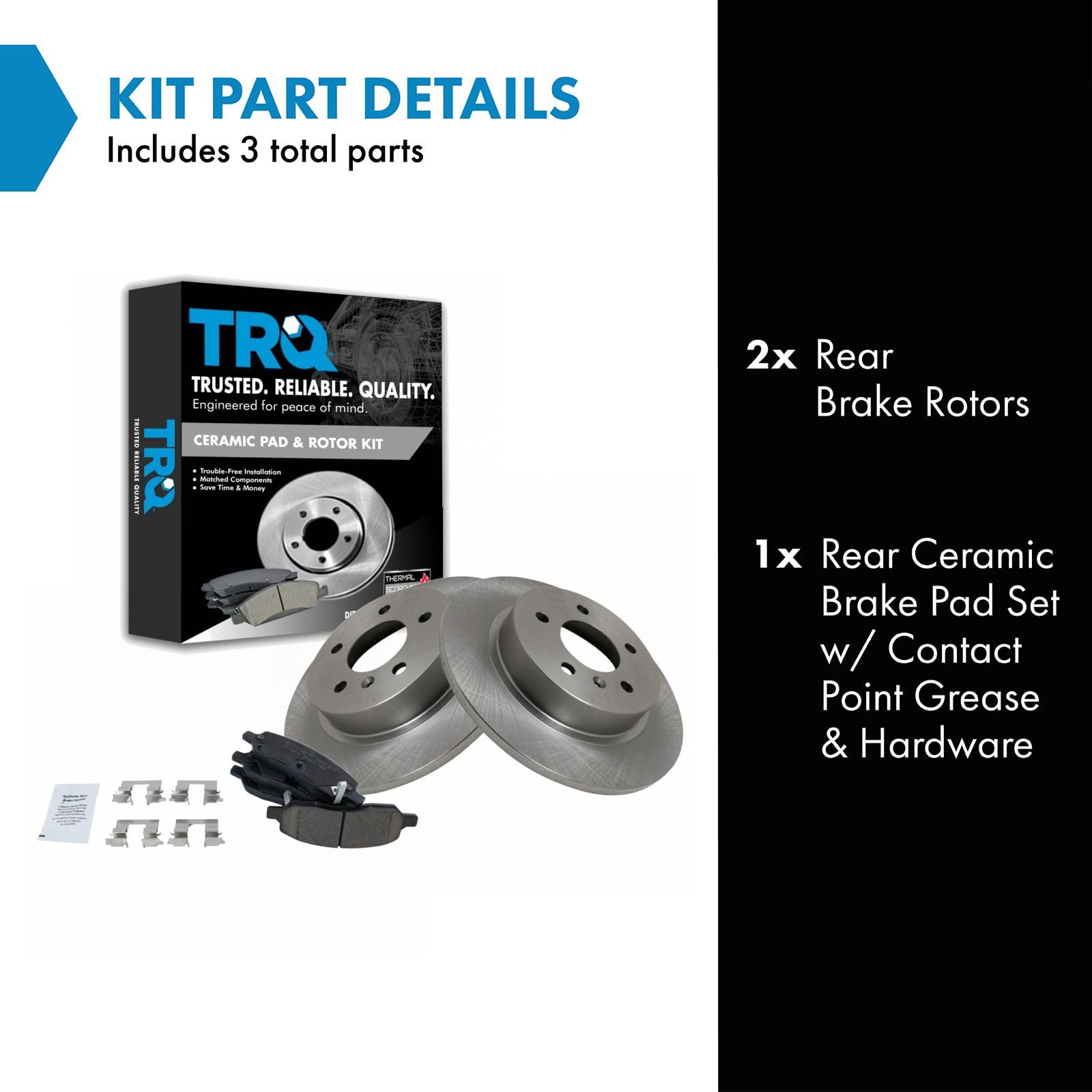 TRQ Rear Brake Pad & Rotor Kit Brake Pads Brake Rotor Ceramic Compatible with 2006-2011 Buick Lucerne Cadillac DTS