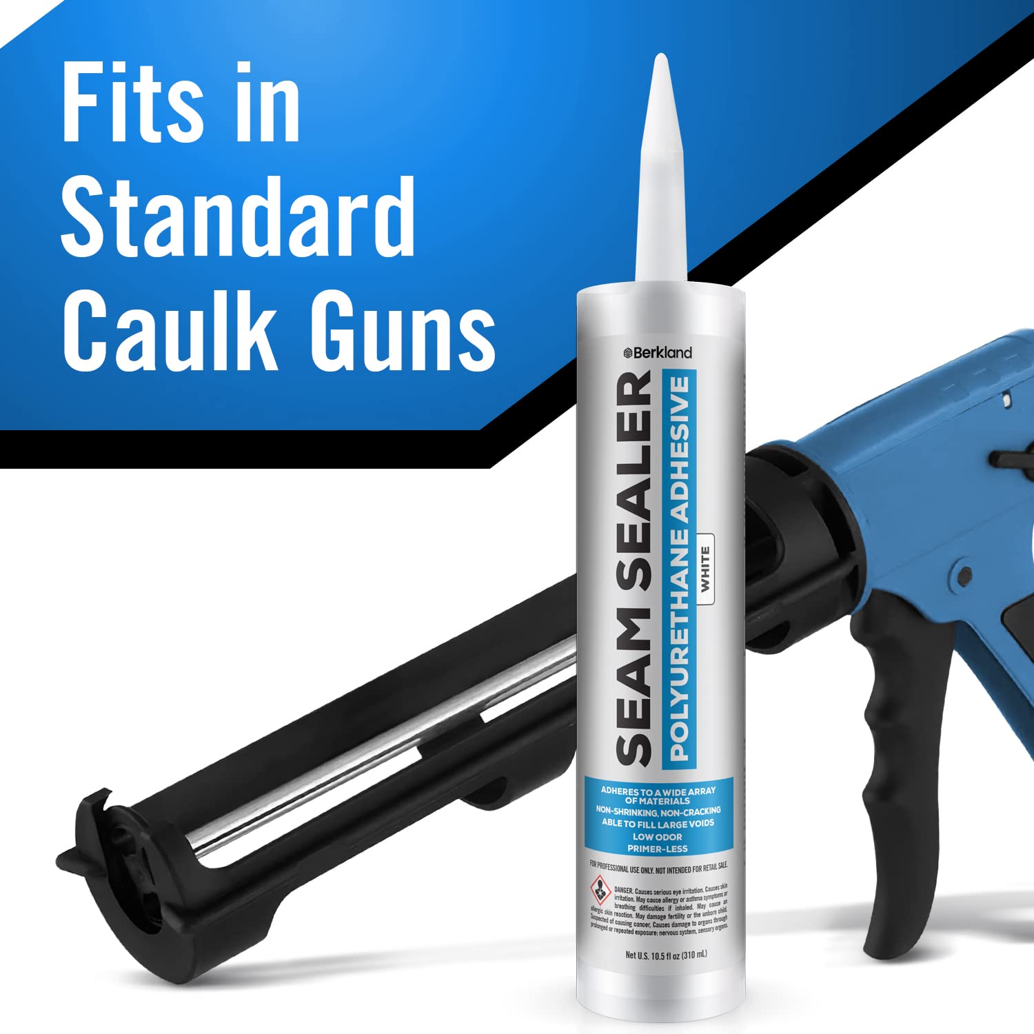 Berkland Polyurethane Seam Sealer Kit - Durable Flexible Auto Body Filler - White Automotive Sealant for Bare, Primed, or Painted Surfaces
