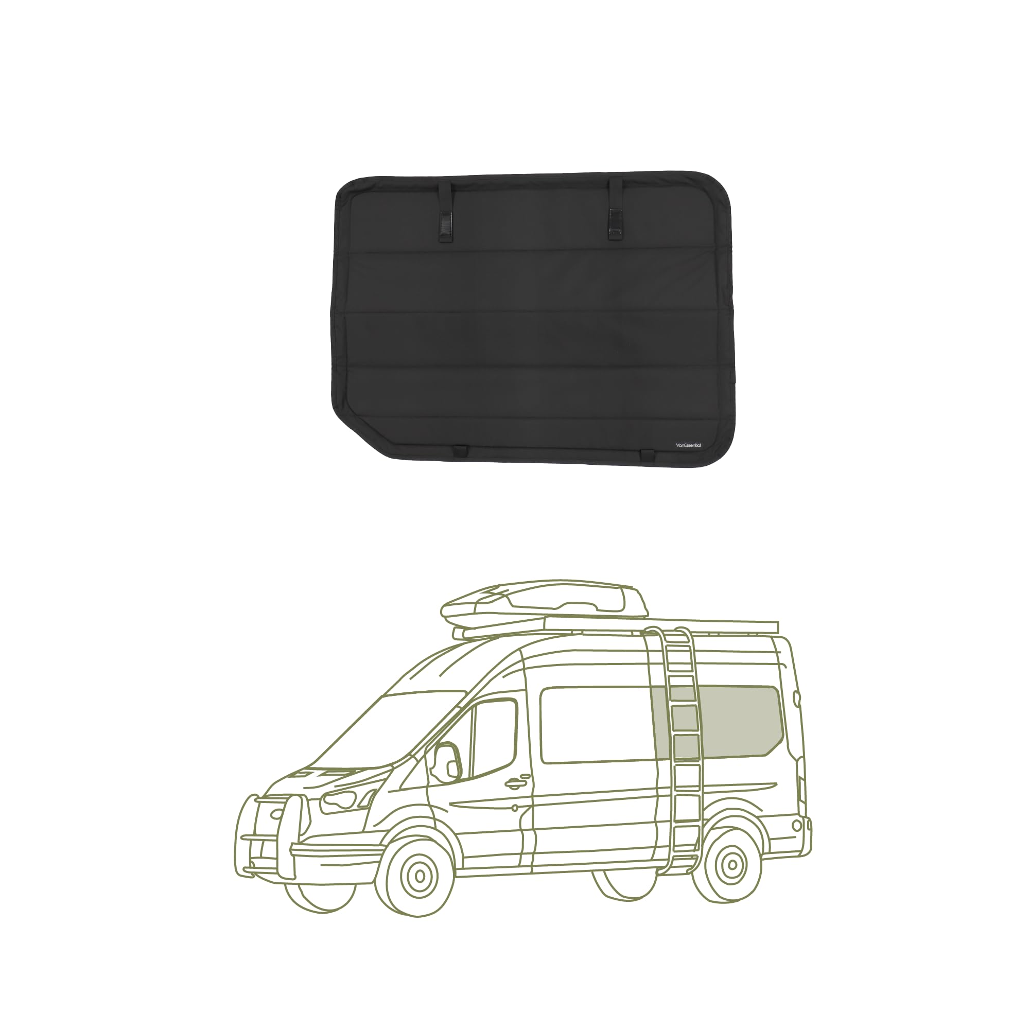 VanEssential Insulated Stealth Blackout Window Cover Designed for Ford Transit High/Medium Roof Full Plastic Trim 130 Length Rea
