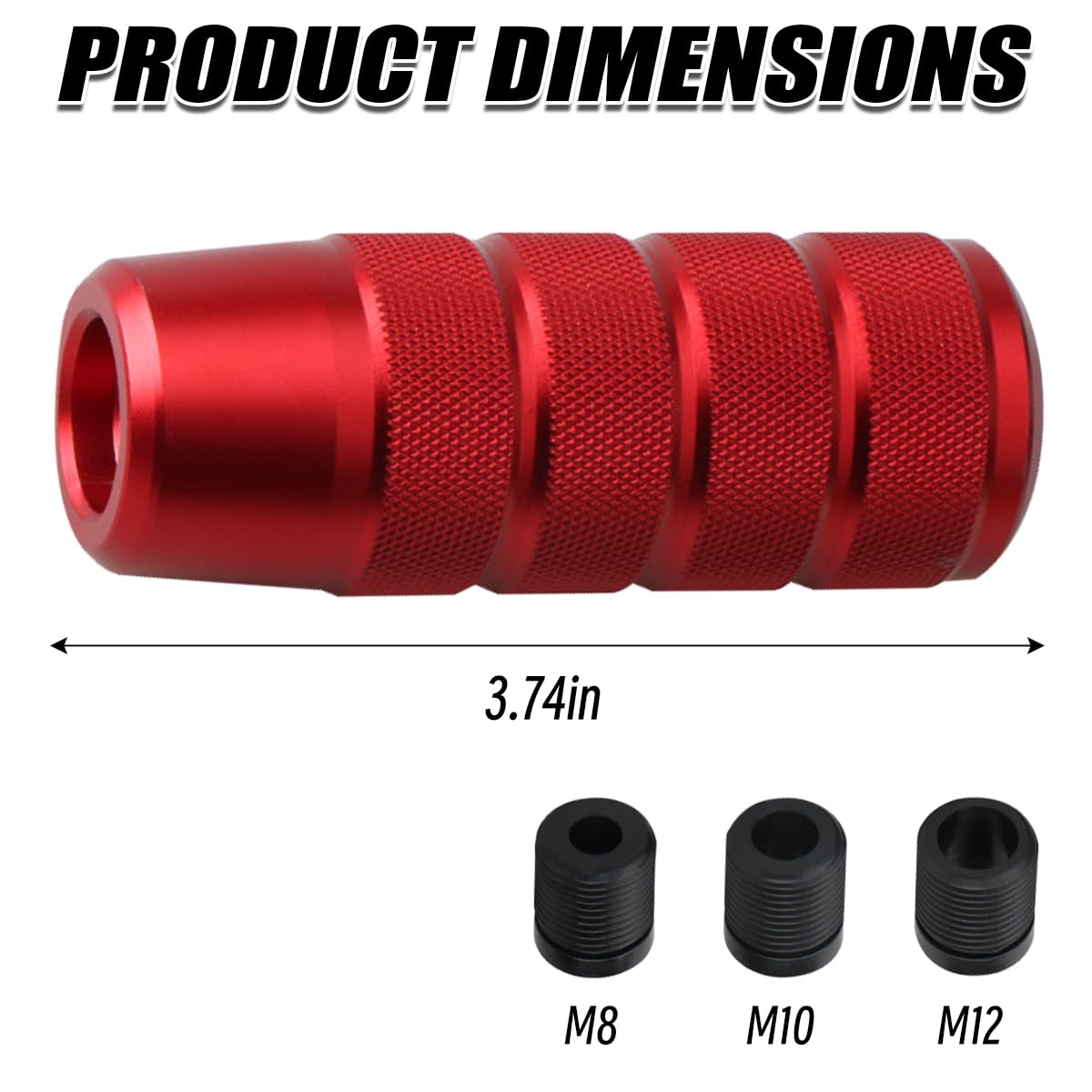 Osilly 95Mm/3.74'' Car Shifter Knob, Aluminum Weighted Automotive Gear Shift Manual Knobs Lever With 3 Threaded Adapters M8 M10