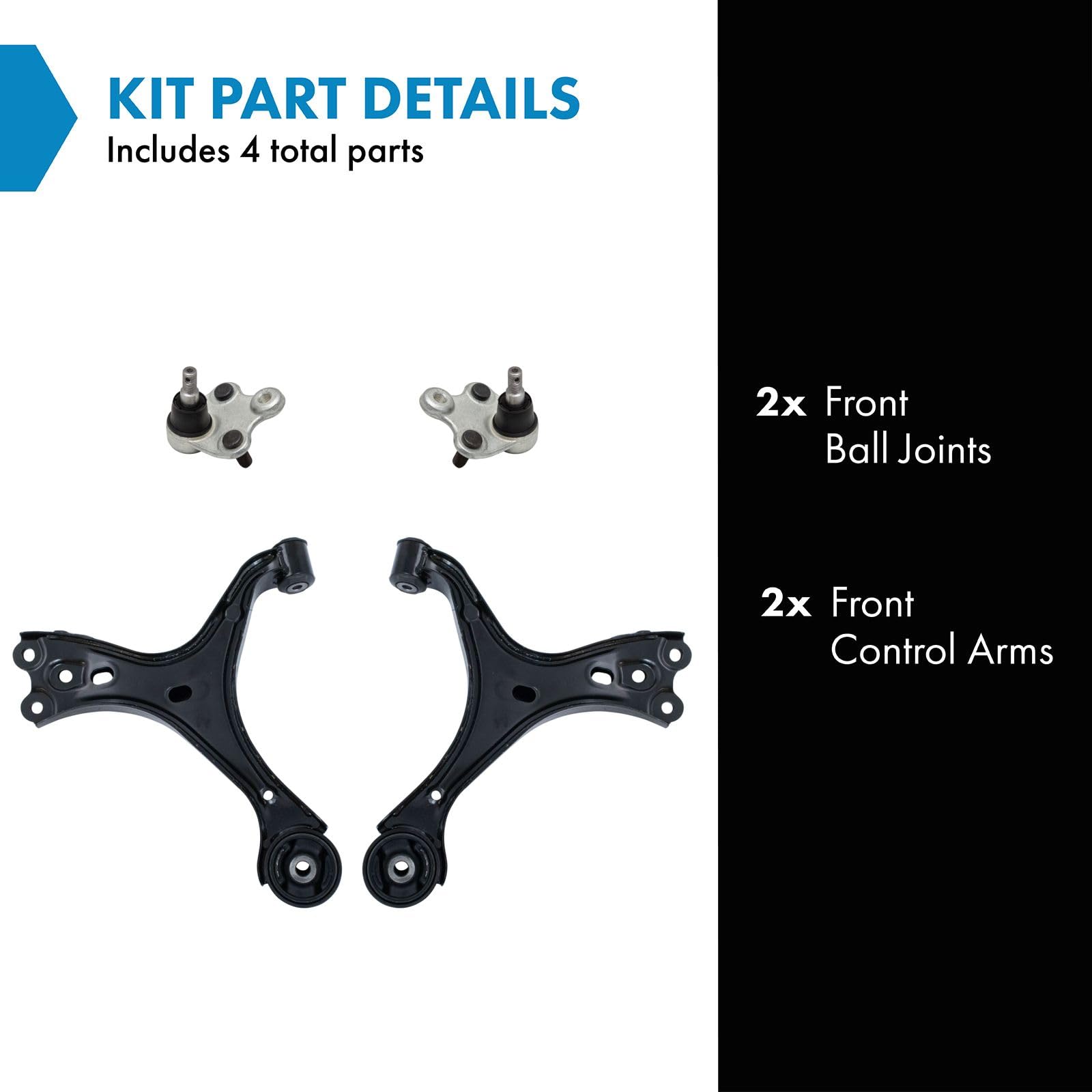 TRQ Front Lower Control Arm with Ball Joint Set Compatible with 2012 Honda Civic