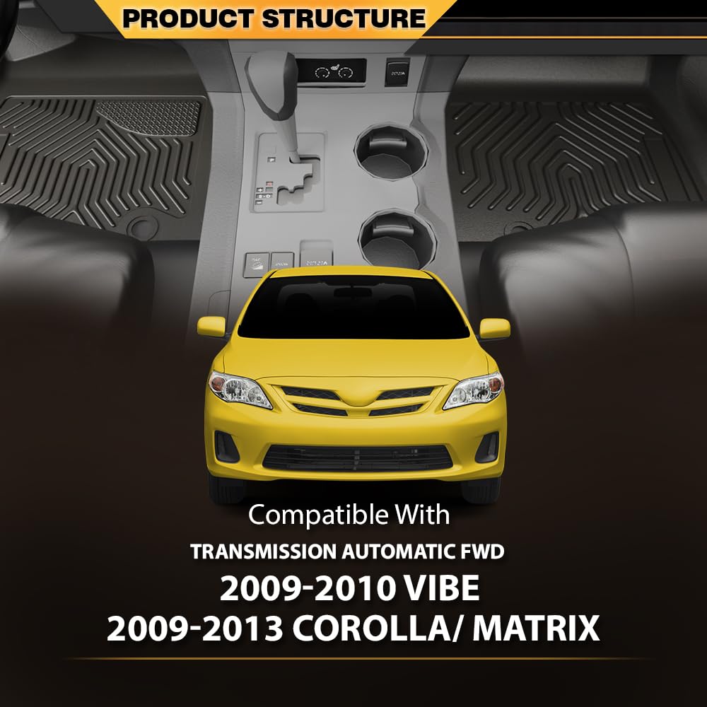 G-PLUS TPE Floor Mats,Compatible with Toyota Corolla/Linerrix 2009-2013 Floor Liners All Weather Full Cover Protection 1st & 2nd