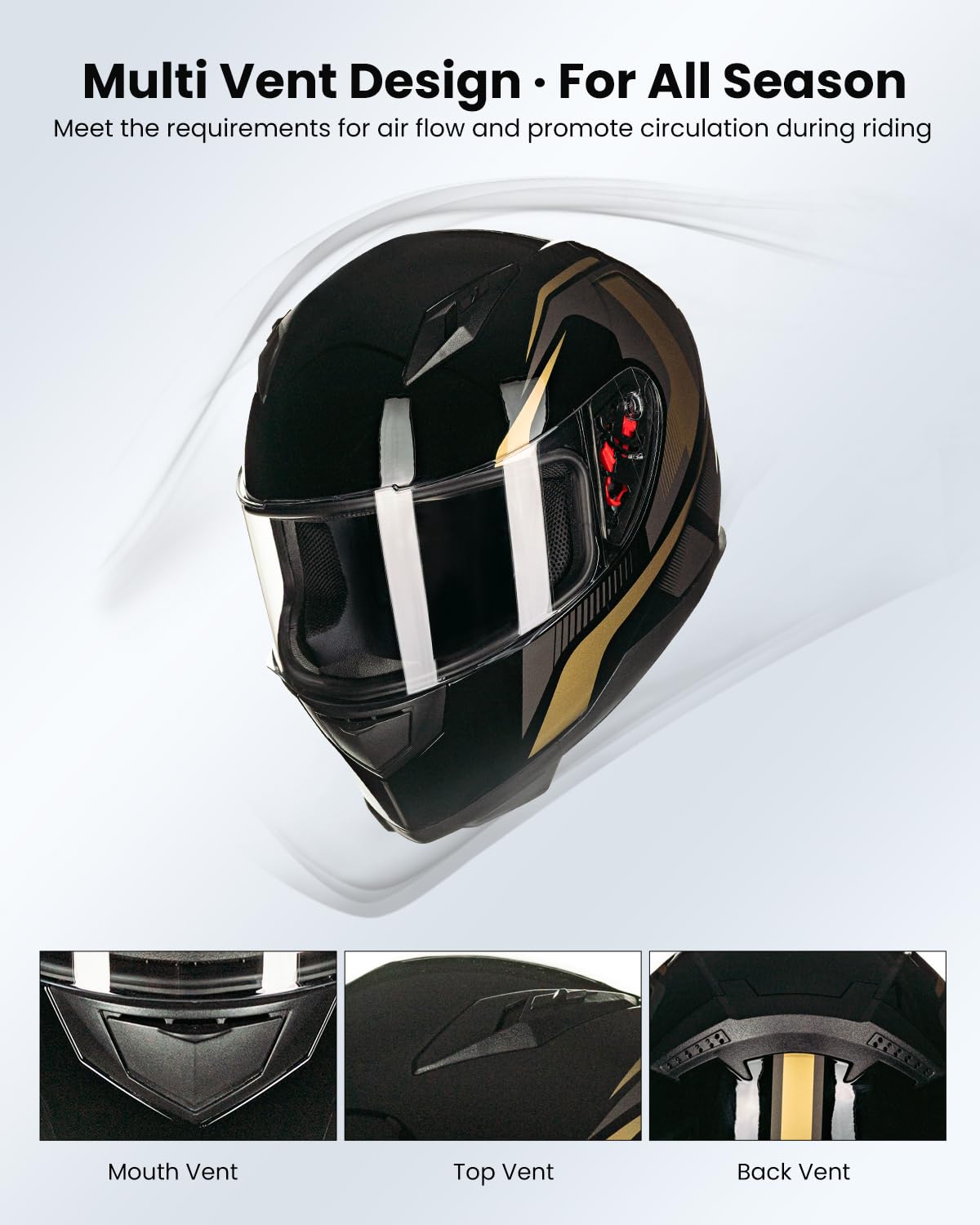Ilm Full Face Motorcycle Street Bike Helmet With Removable Winter Neck Scarf + 2 Visors Dot Model-Jk313 (Xl, Golden)