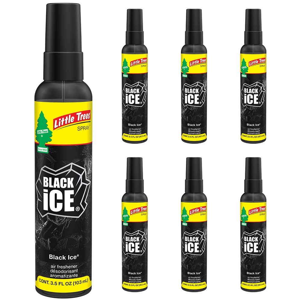 LITTLE TREES Car Air Freshener Spray, Black Ice, 6 Count, Long-Lasting Scent for Auto or Home