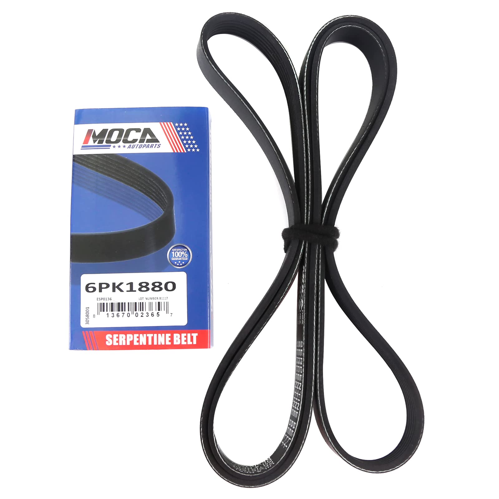 MOCA EPDM Serpentine Belt Fits 97-03 A6 Quattro 2.8L & 98-00 A4 2.8L & 98-02 Prizm 1.8L & 03-08 for Toyota Corolla 1.8L 6PK1880