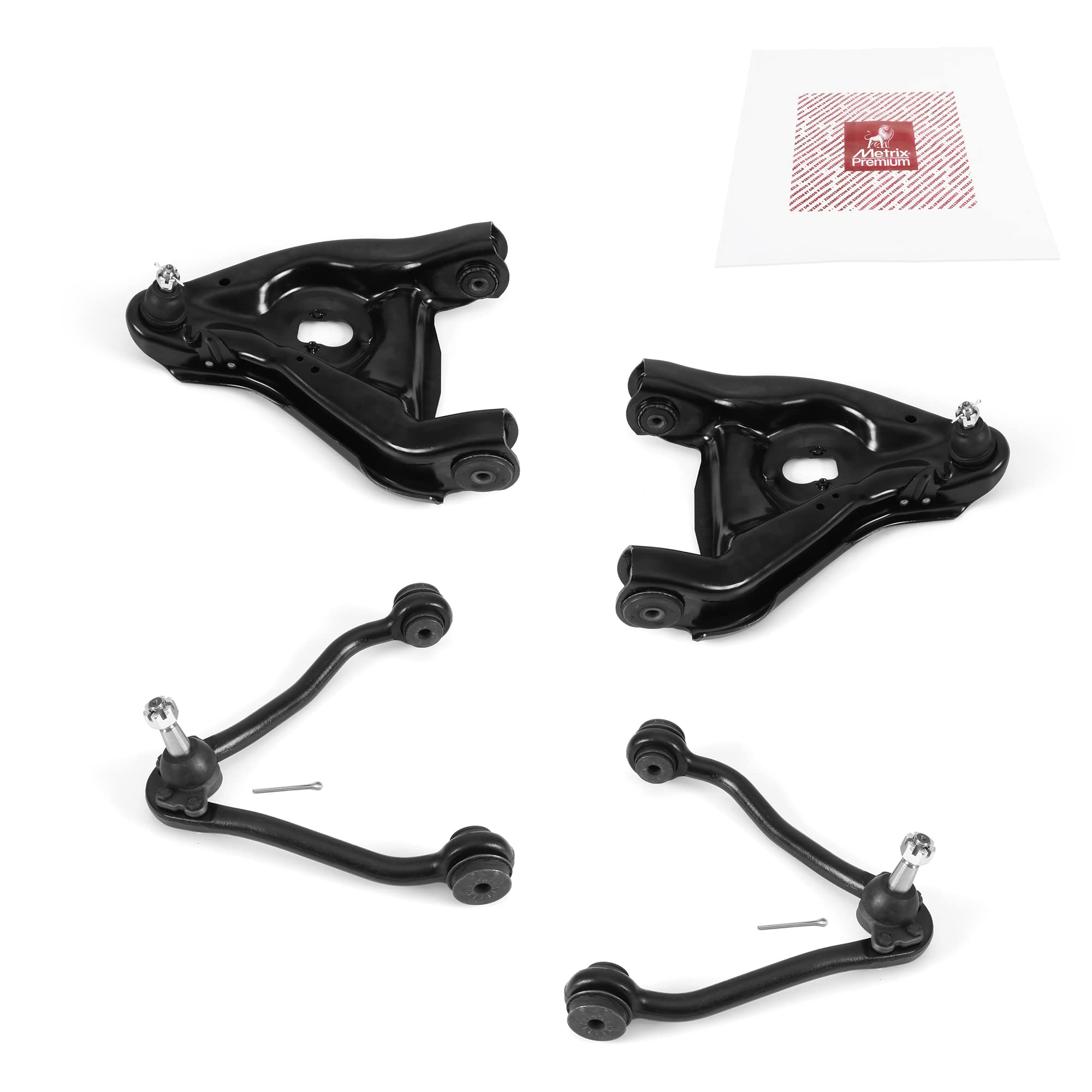 Metrix Premium Chassis Parts - 4 Pc Front Lower & Front Upper Control Arm Kit Fits 96-02 Chevrolet Express 2500, Express 3500, G