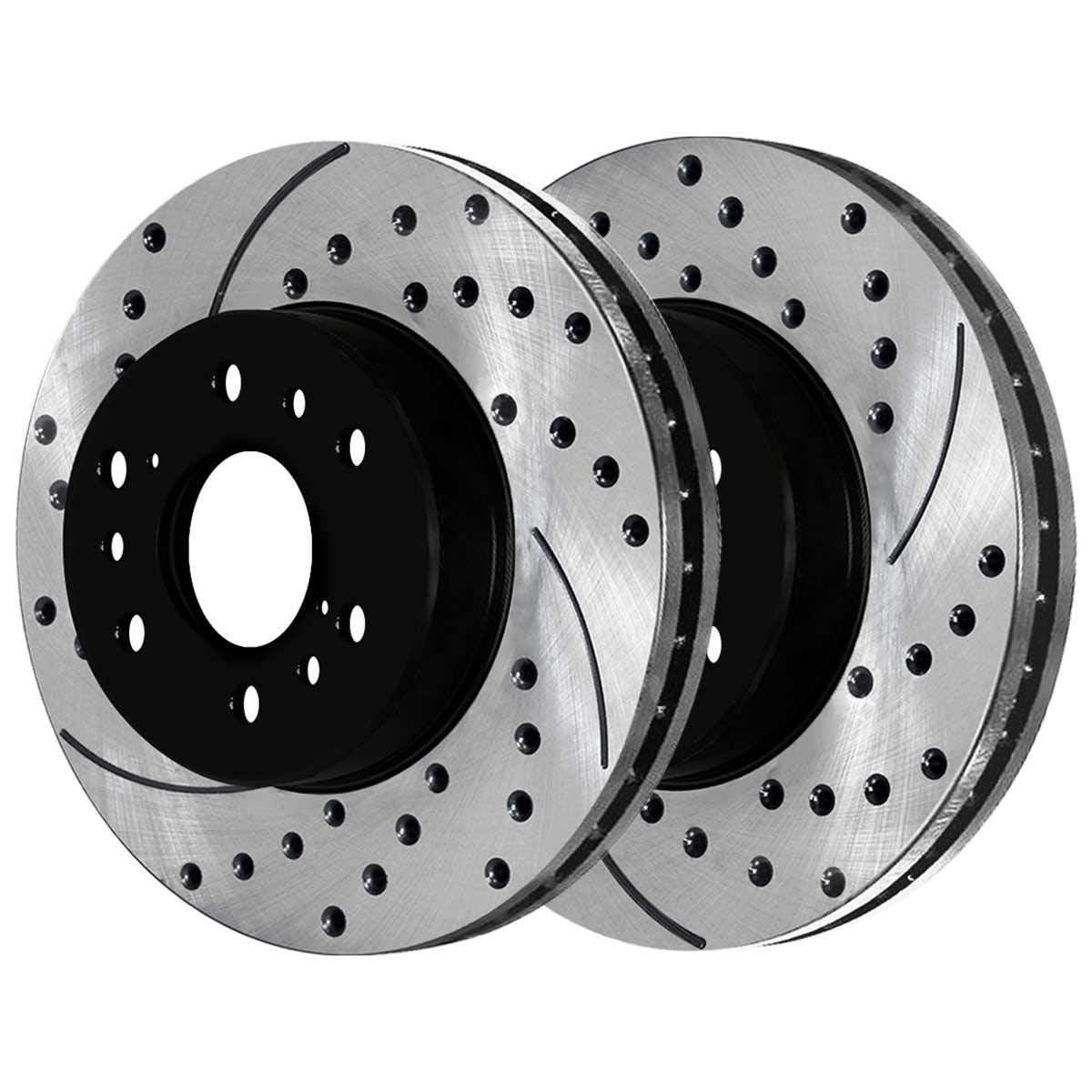 Autoshack Black Hat Drilled And Slotted Brake Rotors With Calipers Front Brake Rotor Replacement Kit For Gmc Sierra 1500 Yukon Xl Chevrolet Tahoe Suburban 1500 2005-2018 Silverado 1500 Perf650991092