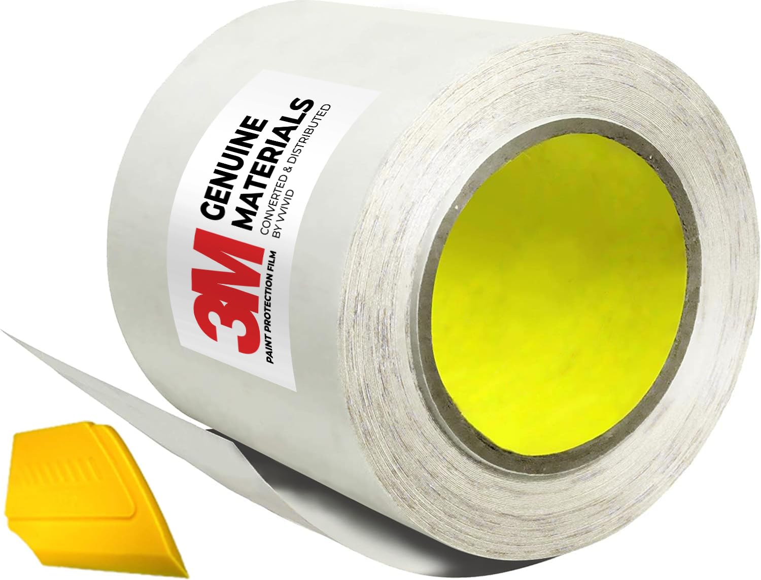 Vvivid 3M Clear Vinyl Paint Protection Film 6 Inch By 120 Inch Roll W/Yellow Detailer Squeegee
