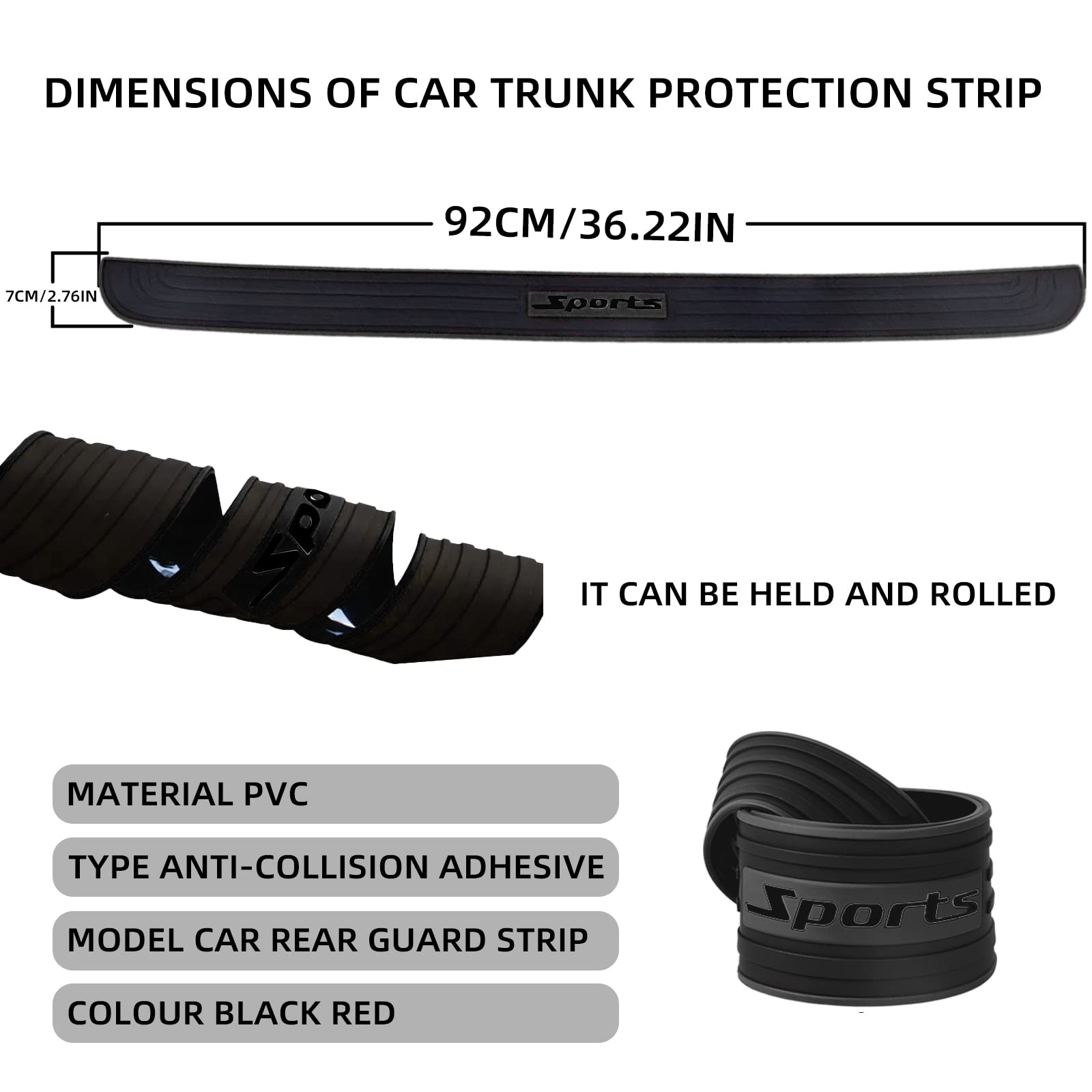 Car Rear Bumper Protector Anti-Scratch Abrasion Rubber Trunk Door Entry Sill Guard, 35.1Inch X2.75Inch Car Exterior Accessories