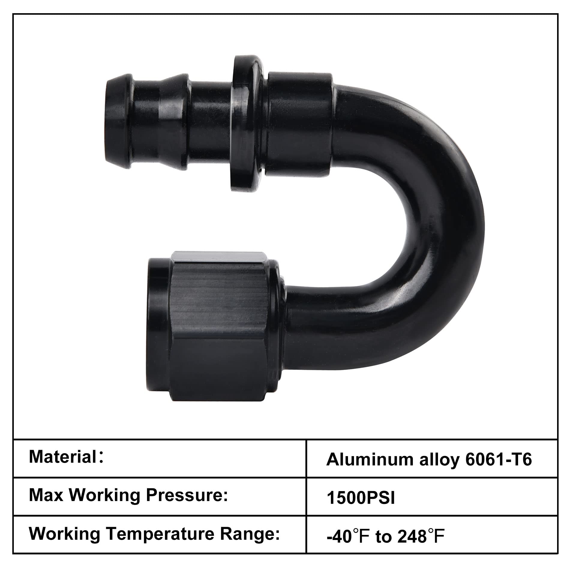 Evil Energy 10An 180 Degree Push Lock Hose Fitting End Black