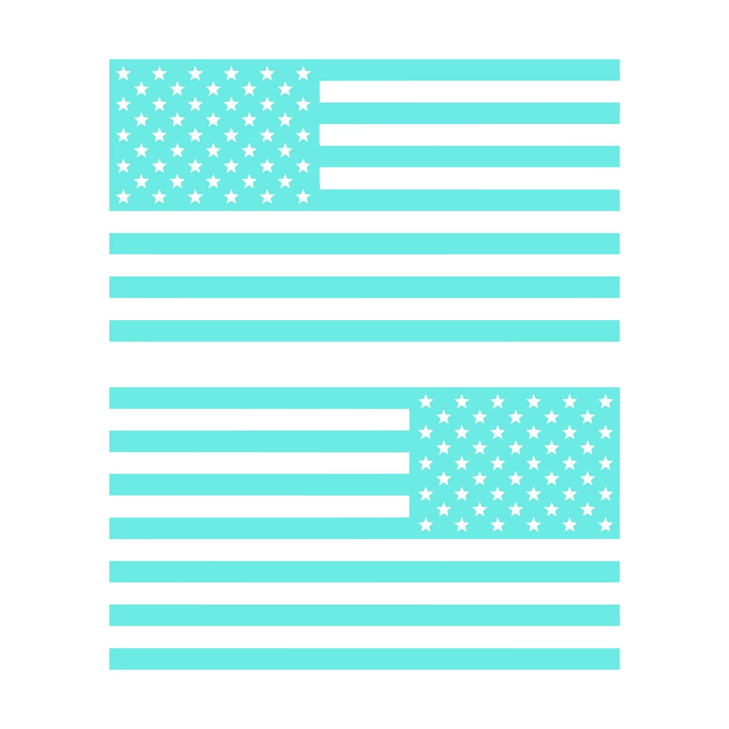 American Us Flag [Pick Color/Size] Vinyl Decal Sticker For Laptop/Car/Truck/Window/Bumper (10In Subdued Pair, Matte Tiffany Blue