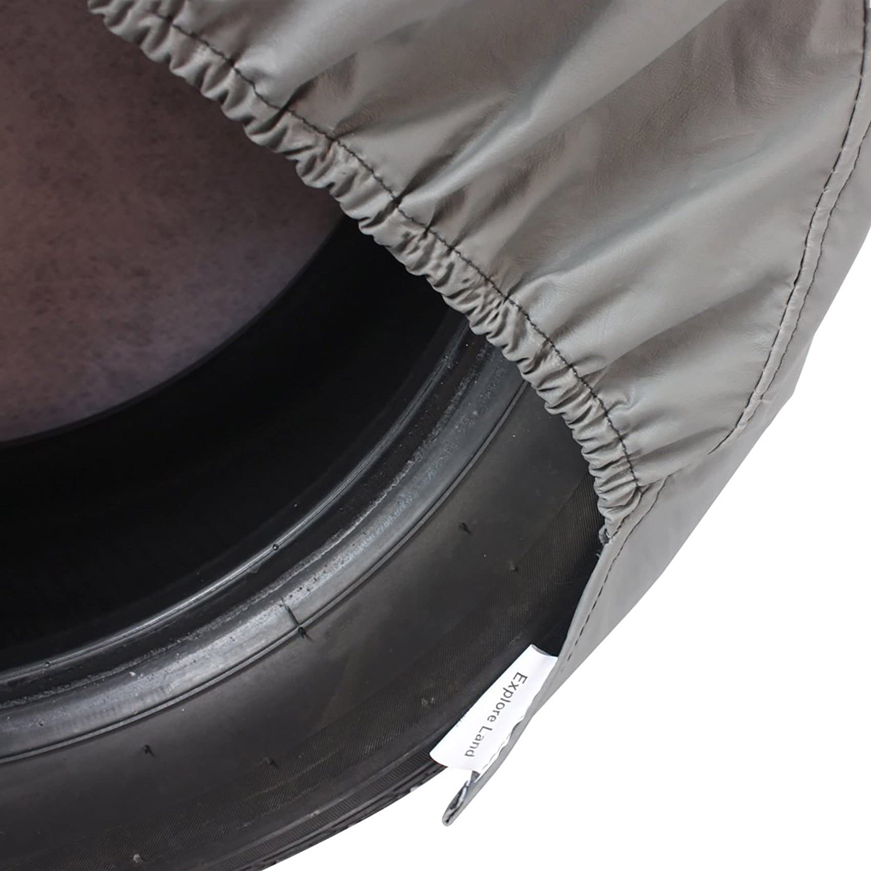 Explore Land Tire Covers 4 Pack - Charcoal Tough Protectors for Truck, SUV, RV - Fits Tire Diameters 35-38.75 inches