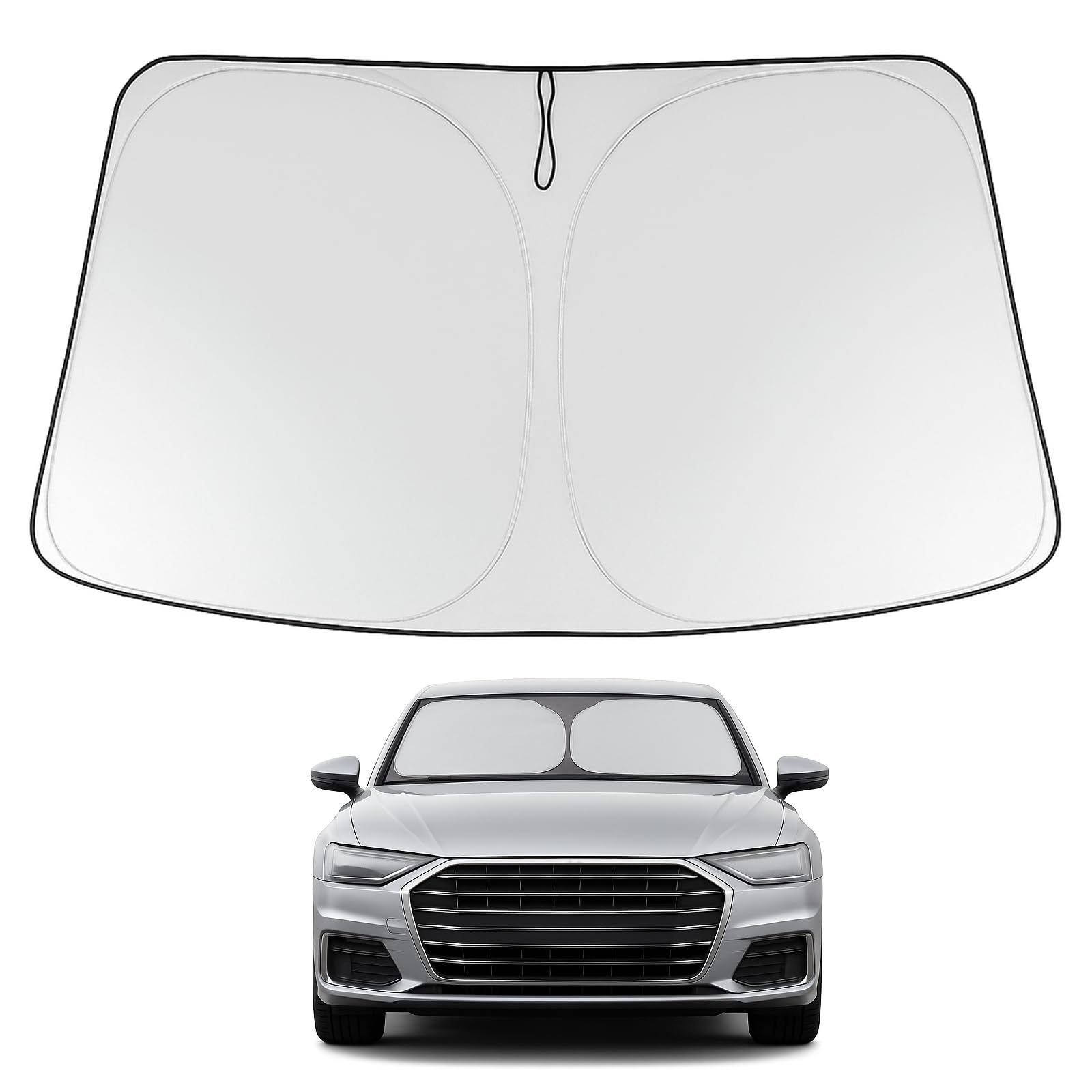 Proadsy 2025 Upgrade Windshield Sun Shade Custom Fit 2019-2023 2024 2025 Audi A6 Foldable Front Sunshade Protector Sun Visor Blo