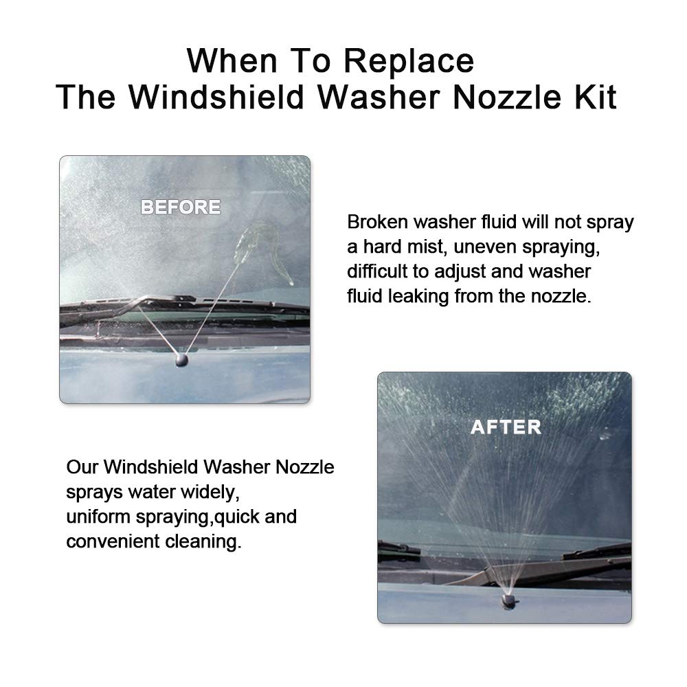 YIENAKFUN Windshield Washer Nozzle Kit for 2011-2016 Ford Super Duty, Plastic, Replaces OE BC3Z-17603-A, Fits F250 F350 F450