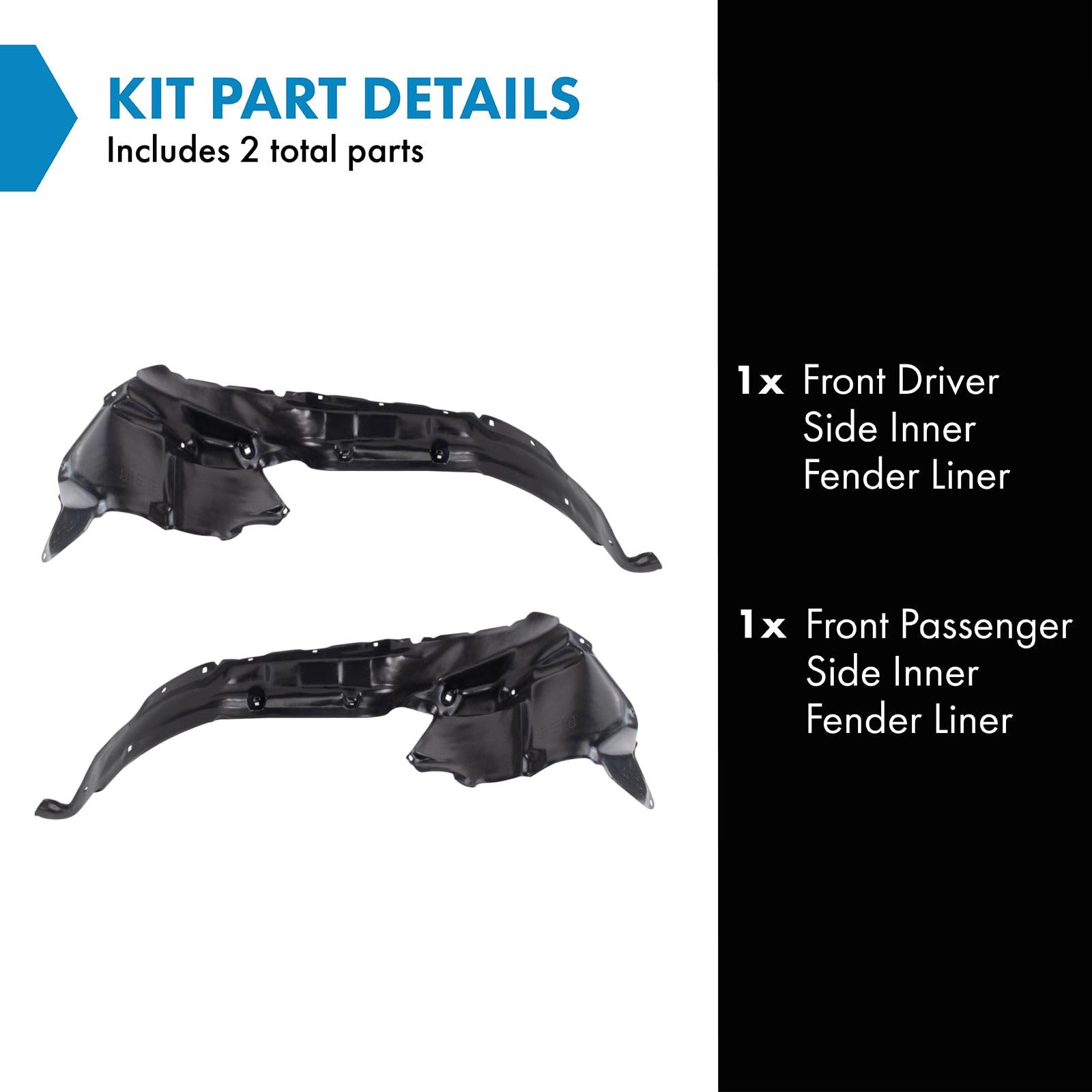 Trq Front Inner Fender Liner Set Compatible With 2001-2004 Toyota Sequoia 2004-2006 Tundra To1248127 To1249127