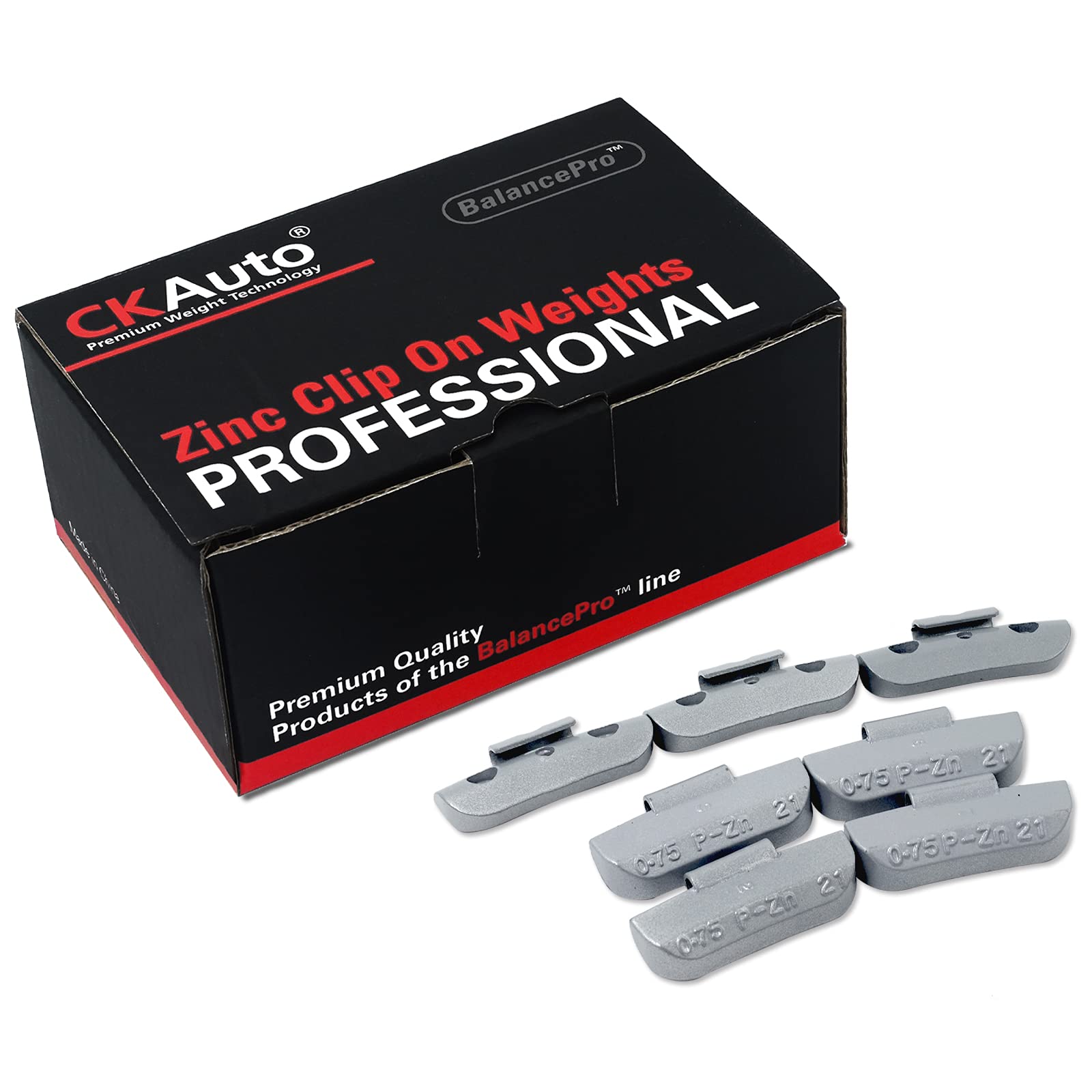 CKAuto P Series Zinc Clip on Wheel Weights 0.75oz, 3/4oz, Coated, 50Pcs/Box Fit for Steel Wheel