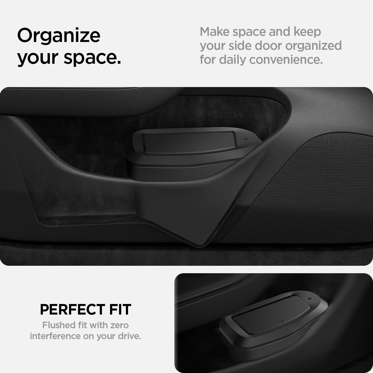 Spigen Car Trash Can for Tesla Model 3 Highland - Black, Polycarbonate, Model TO282, Fits Standard, Premium & Performance 2025/2026