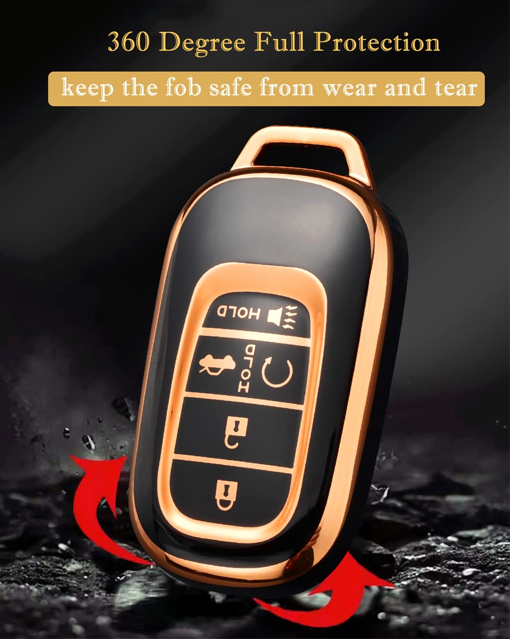 Cacacar For Honda Key Fob Cover With Keychain, For Honda Civic Cr-V Accord Hr-V Pilot Premium Soft Tpu Full Protection Key Fob C