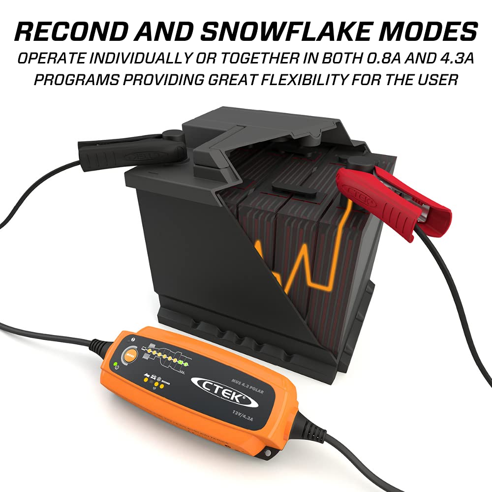 CTEK MUS 4.3 POLAR 12V Fully Automatic Battery Charger - 8 Step, Orange, Model CTK 56-958